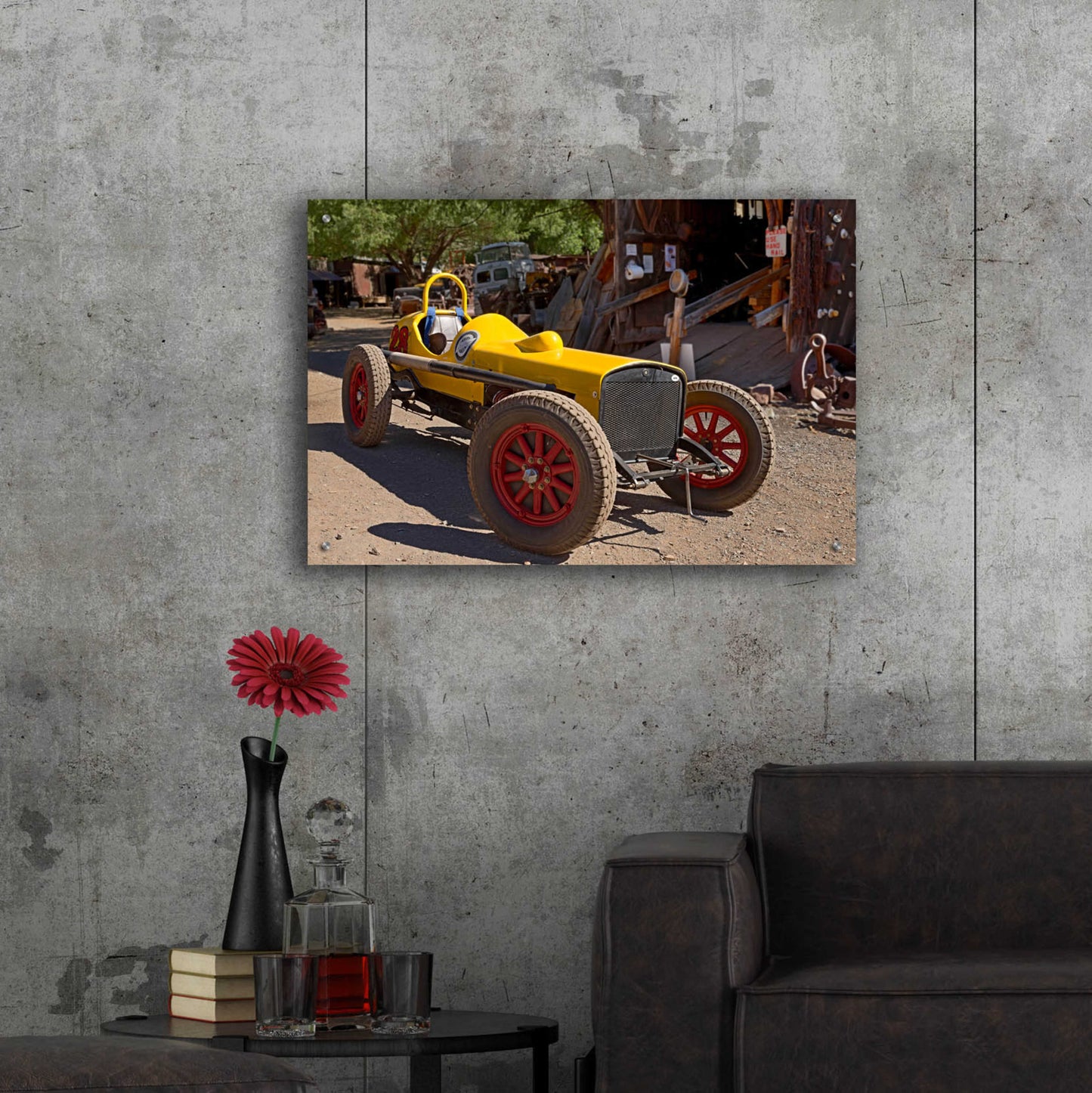 Epic Art 'Gold King Mine Race Car' by Mike Jones, Acrylic Glass Wall Art,36x24