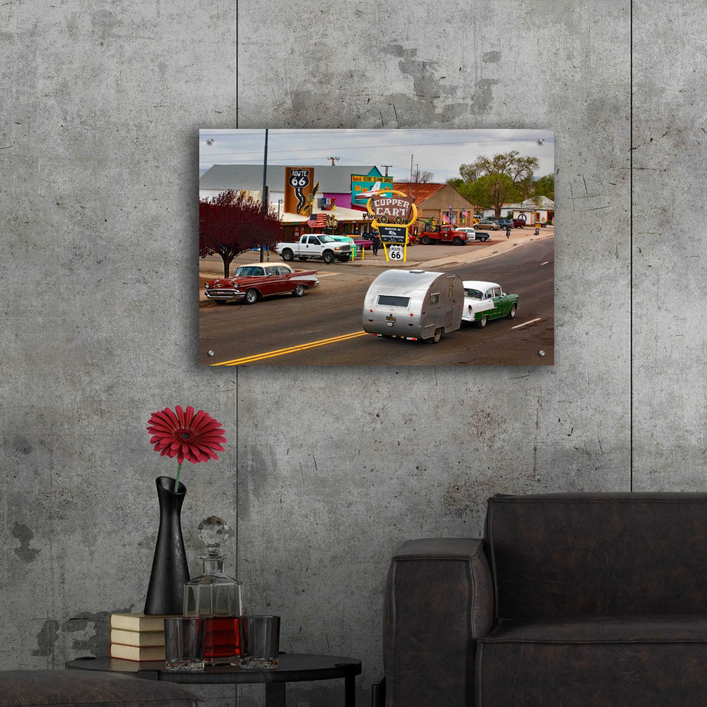 Epic Art 'Route 66 Fun Run Motoporium' by Mike Jones, Acrylic Glass Wall Art,36x24