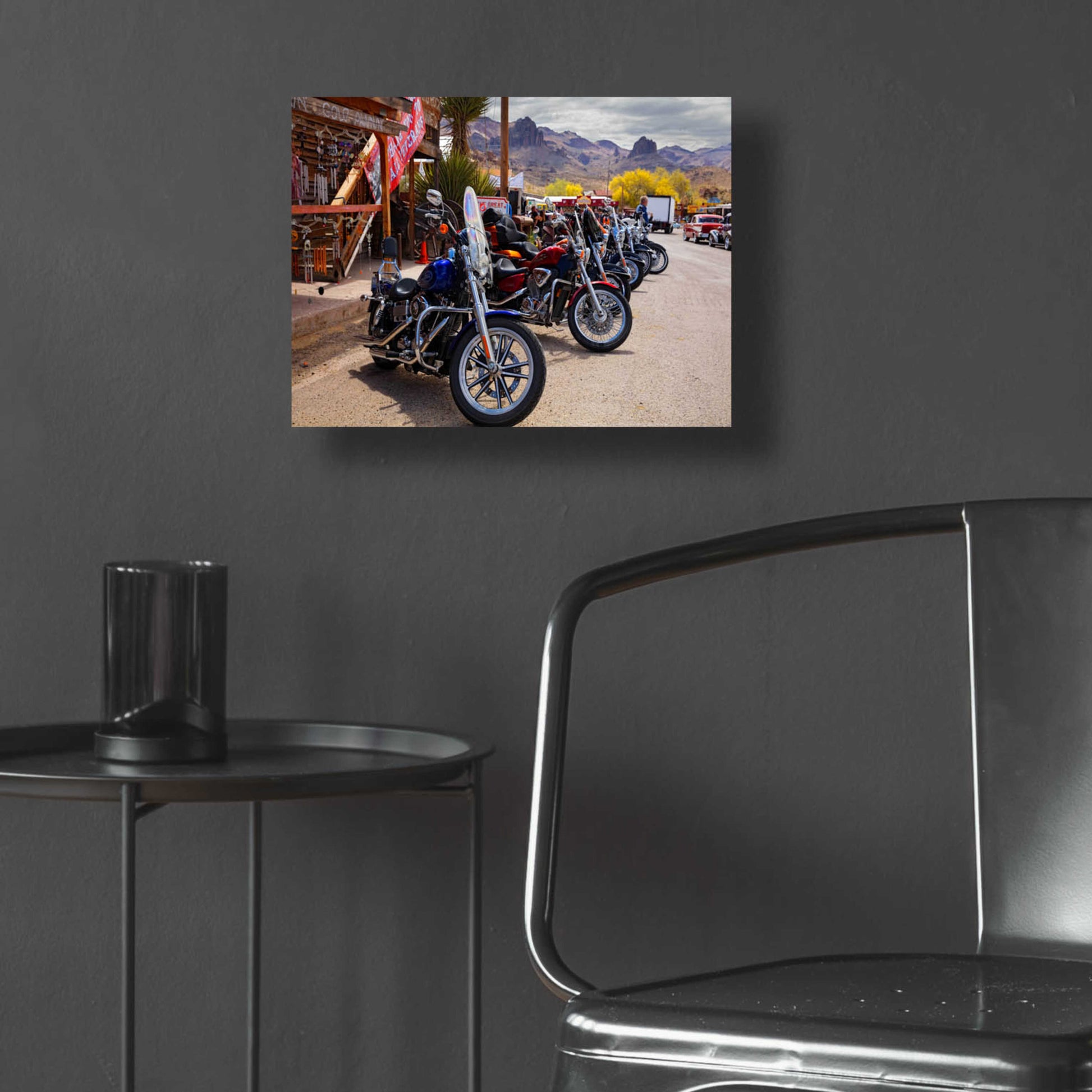 Epic Art 'Route 66 Fun Run Oatman Motorcycles' by Mike Jones, Acrylic Glass Wall Art,16x12