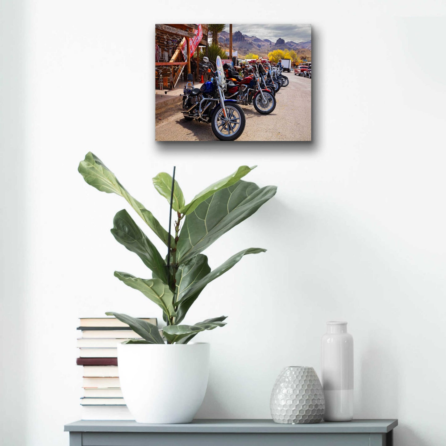 Epic Art 'Route 66 Fun Run Oatman Motorcycles' by Mike Jones, Acrylic Glass Wall Art,16x12