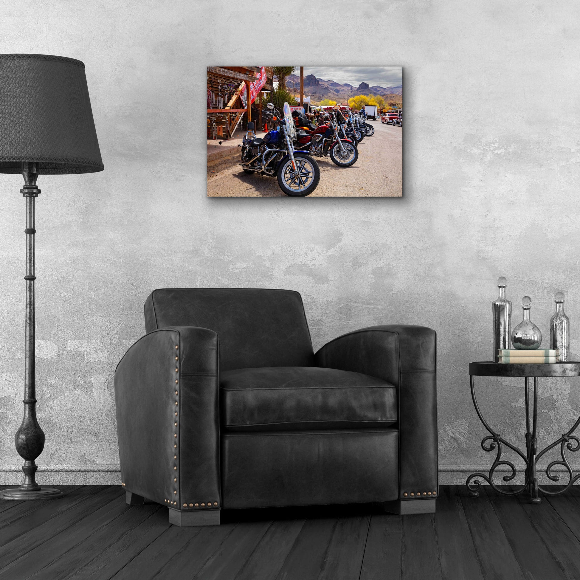 Epic Art 'Route 66 Fun Run Oatman Motorcycles' by Mike Jones, Acrylic Glass Wall Art,24x16