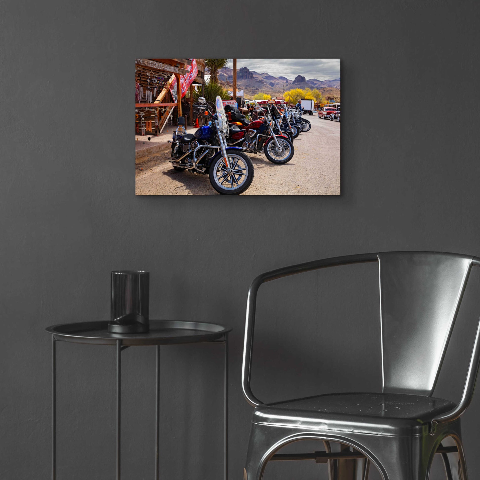 Epic Art 'Route 66 Fun Run Oatman Motorcycles' by Mike Jones, Acrylic Glass Wall Art,24x16