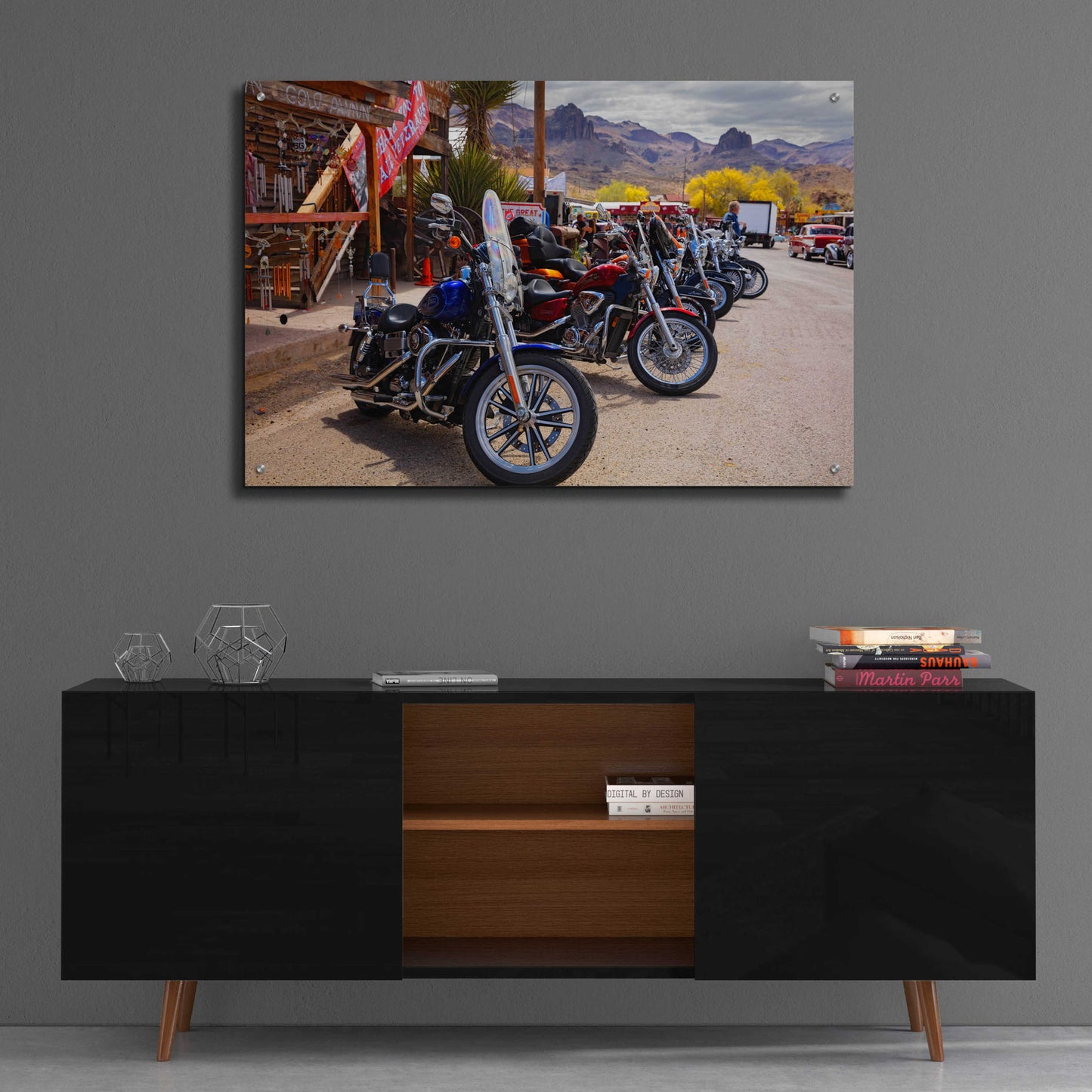 Epic Art 'Route 66 Fun Run Oatman Motorcycles' by Mike Jones, Acrylic Glass Wall Art,36x24