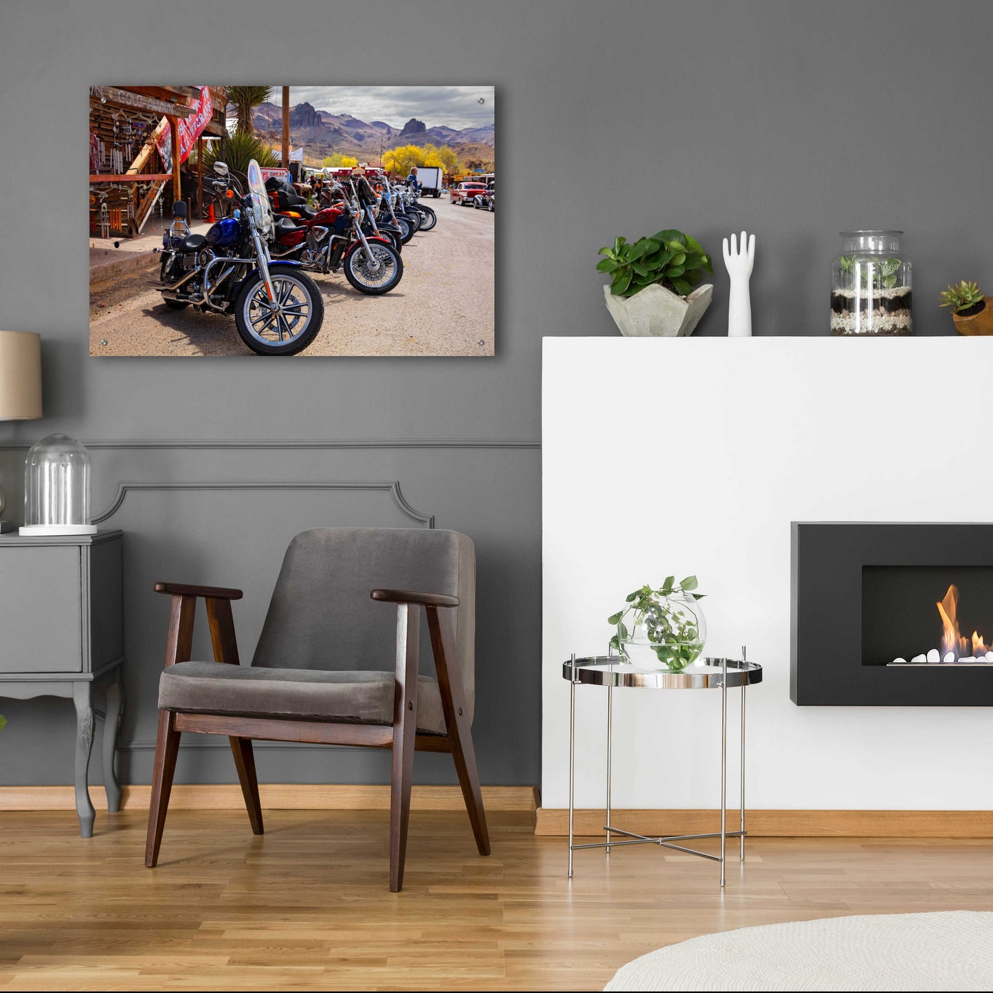 Epic Art 'Route 66 Fun Run Oatman Motorcycles' by Mike Jones, Acrylic Glass Wall Art,36x24