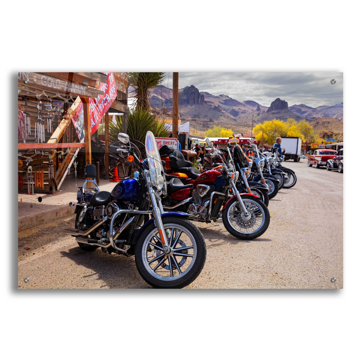 Epic Art 'Route 66 Fun Run Oatman Motorcycles' by Mike Jones, Acrylic Glass Wall Art,36x24