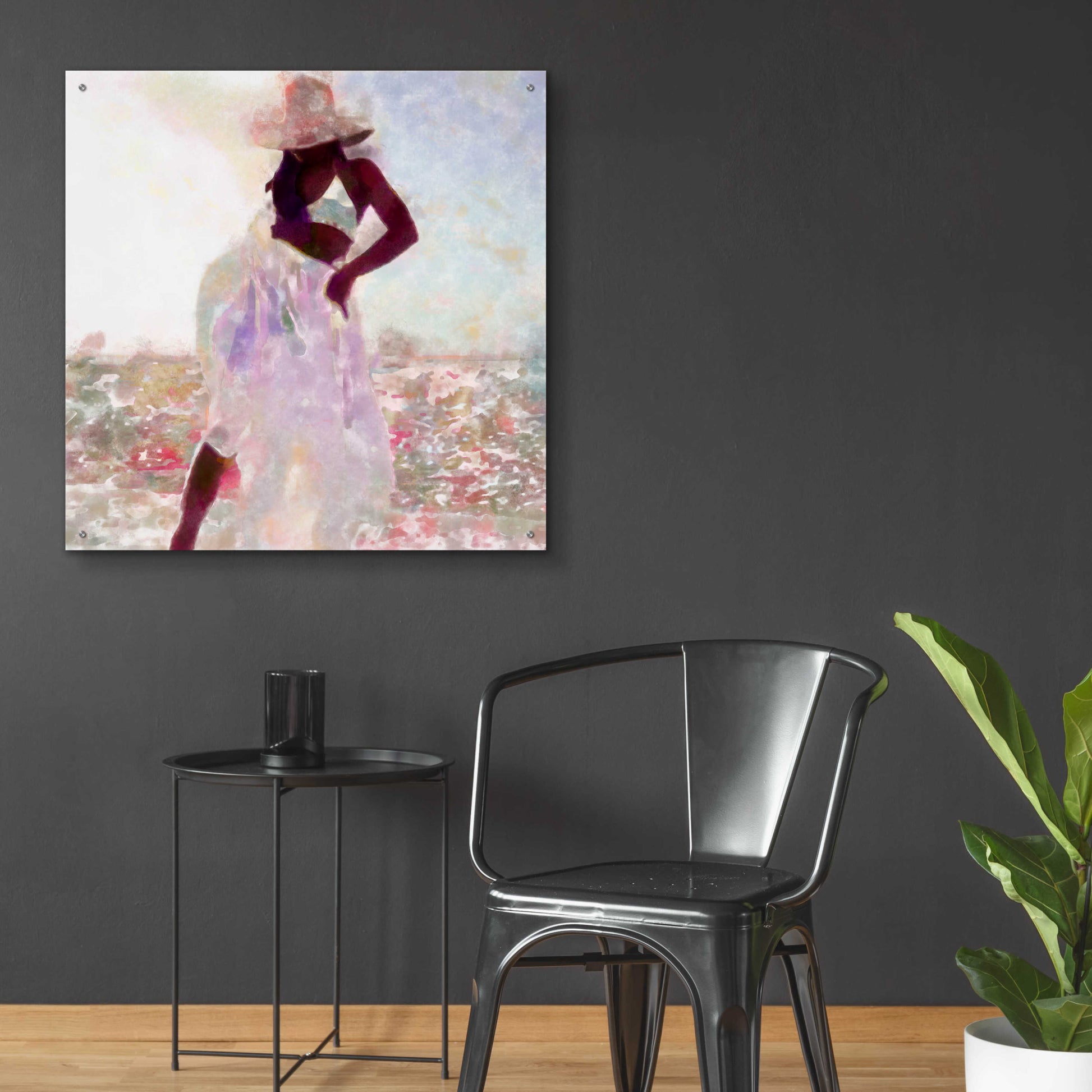 Epic Art 'Her Colorful Dance I' by Alonzo Saunders, Acrylic Glass Wall Art,36x36