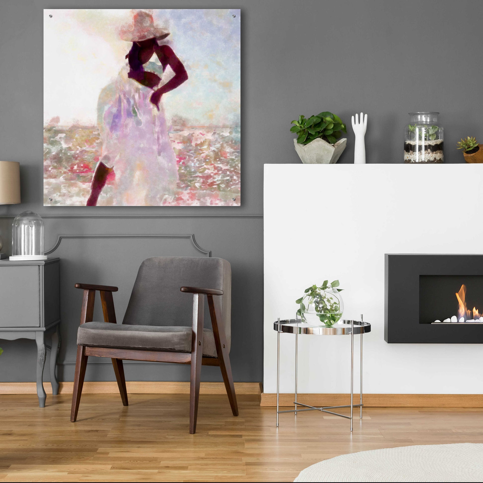 Epic Art 'Her Colorful Dance I' by Alonzo Saunders, Acrylic Glass Wall Art,36x36