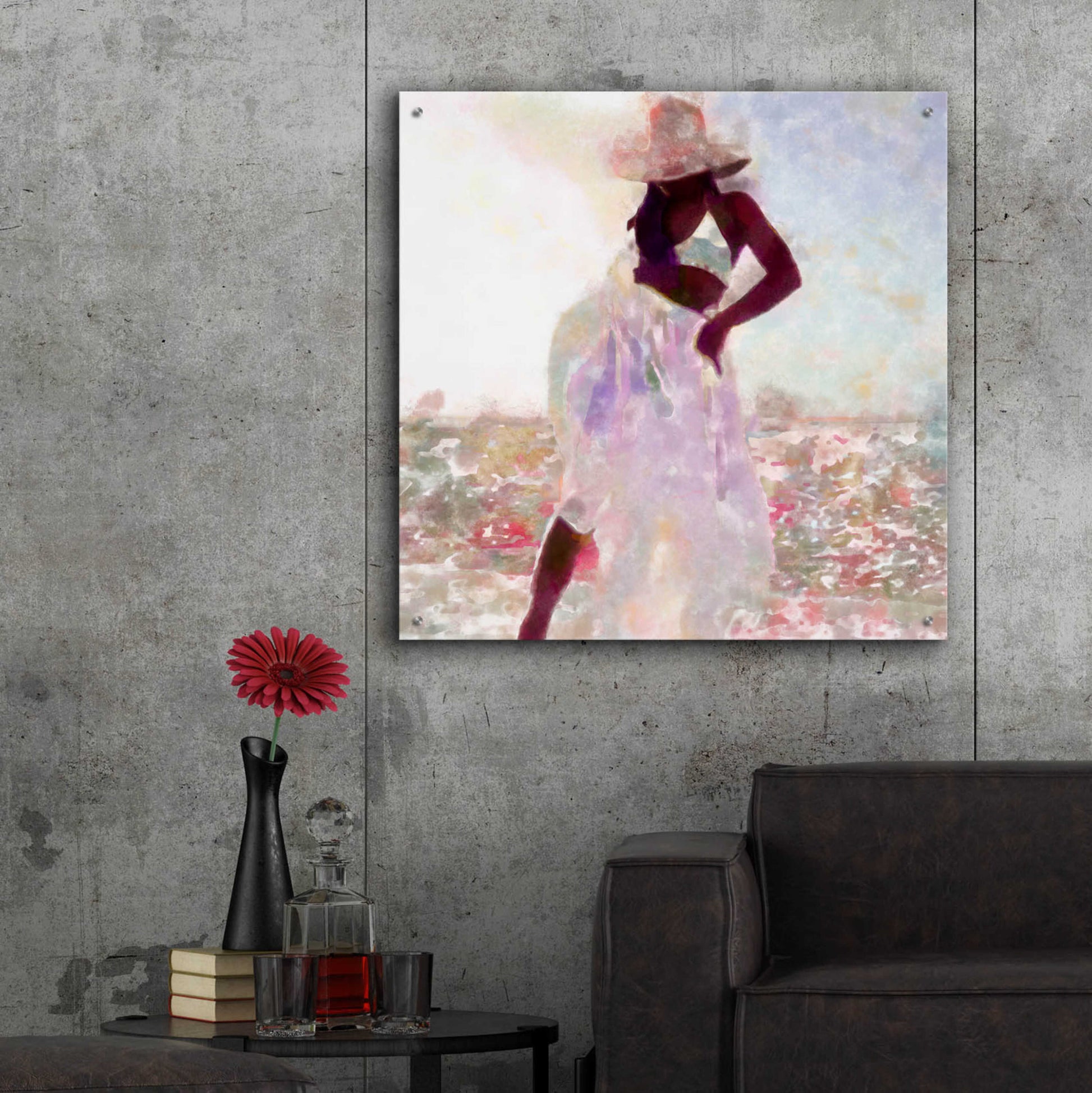 Epic Art 'Her Colorful Dance I' by Alonzo Saunders, Acrylic Glass Wall Art,36x36