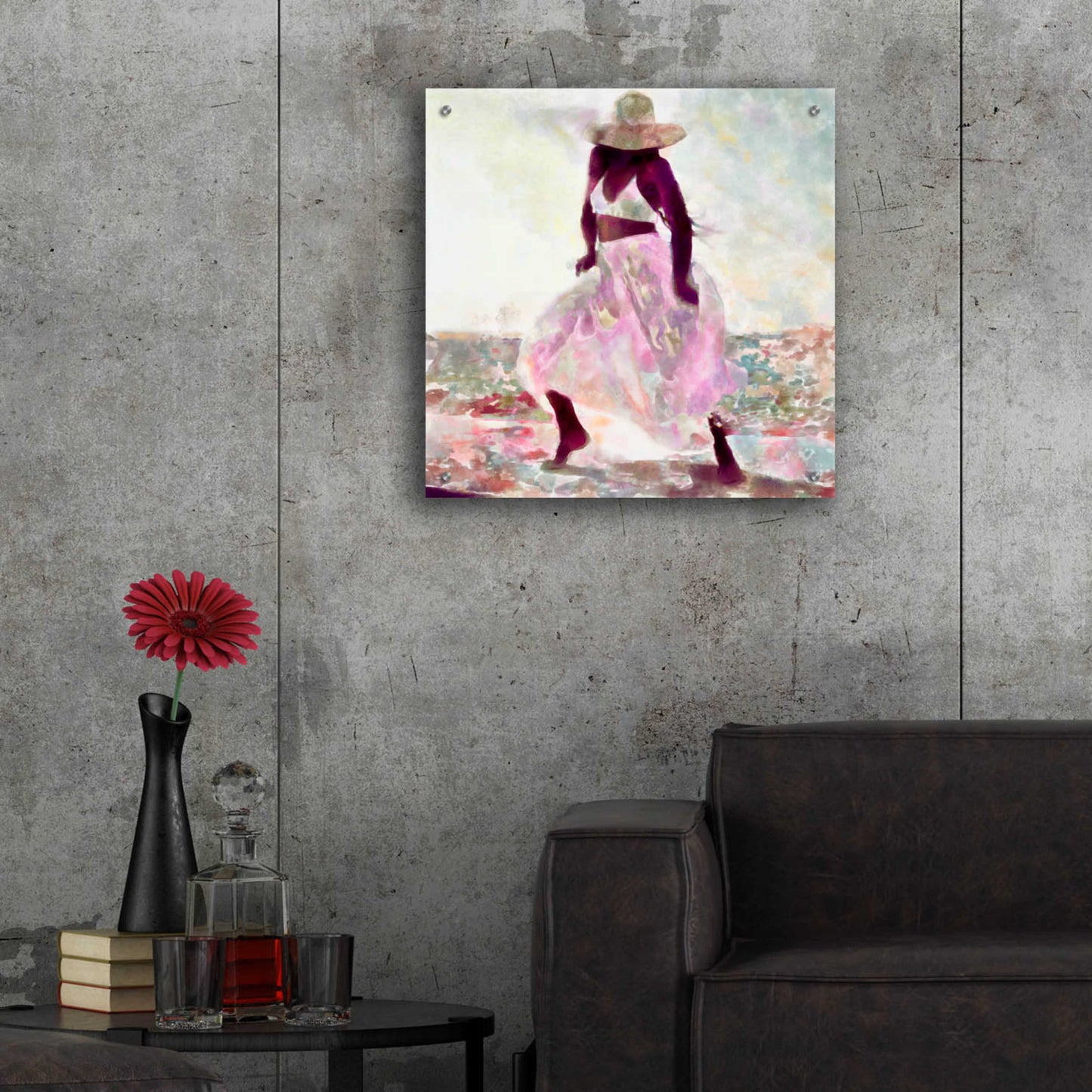 Epic Art 'Her Colorful Dance II' by Alonzo Saunders, Acrylic Glass Wall Art,24x24