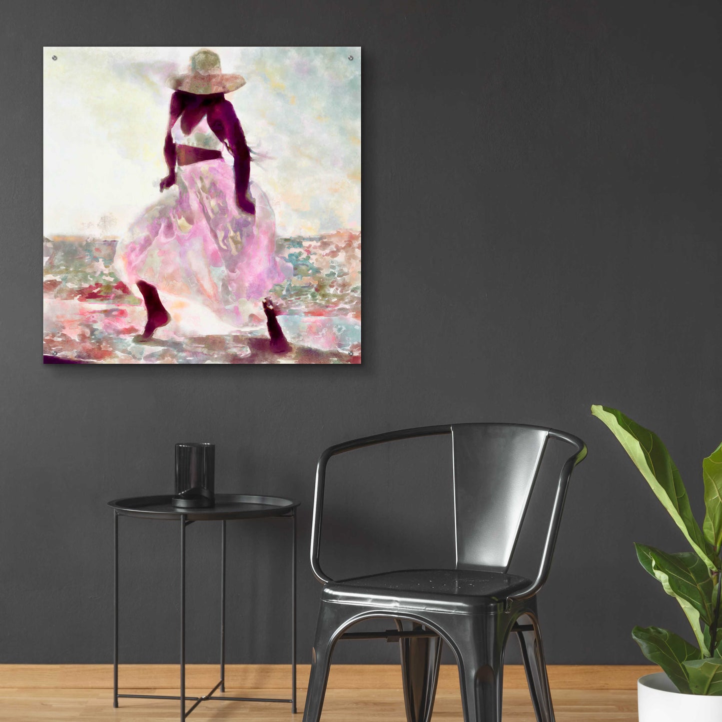 Epic Art 'Her Colorful Dance II' by Alonzo Saunders, Acrylic Glass Wall Art,36x36