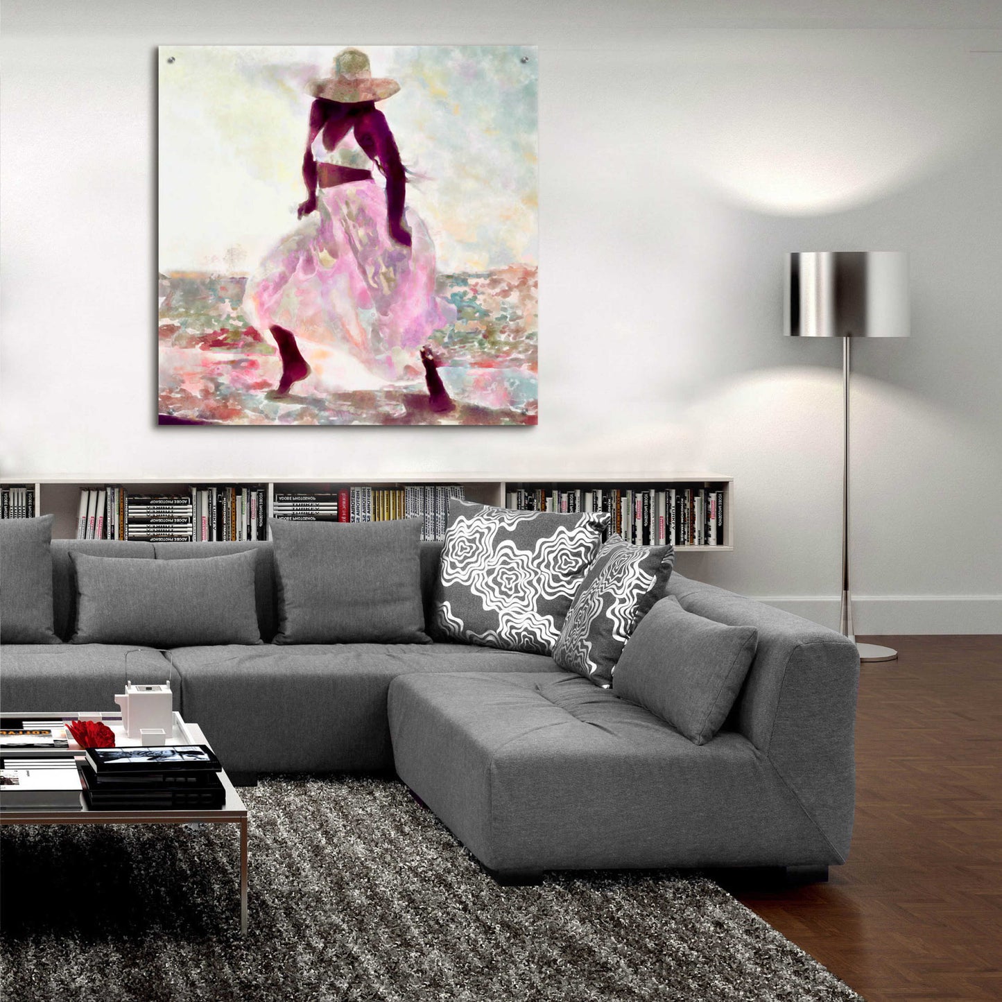 Epic Art 'Her Colorful Dance II' by Alonzo Saunders, Acrylic Glass Wall Art,36x36