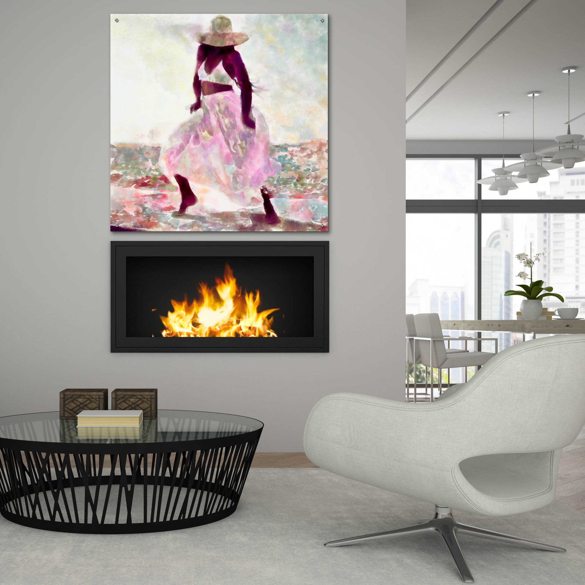 Epic Art 'Her Colorful Dance II' by Alonzo Saunders, Acrylic Glass Wall Art,36x36