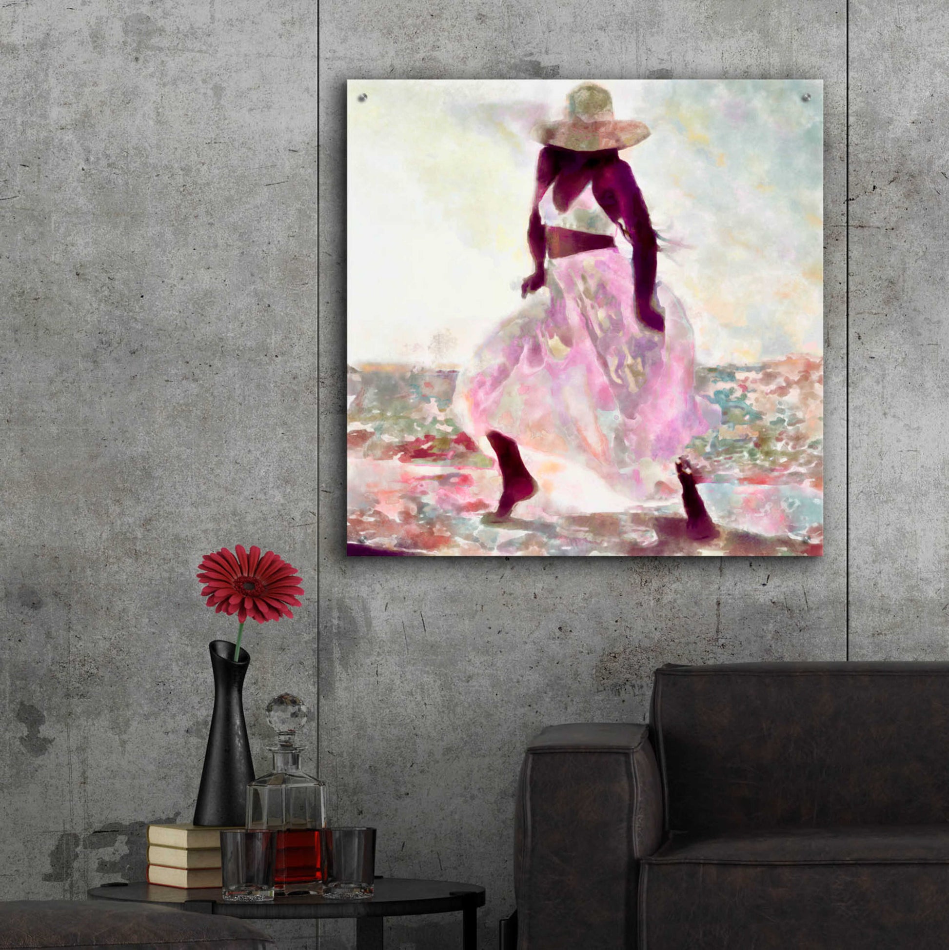 Epic Art 'Her Colorful Dance II' by Alonzo Saunders, Acrylic Glass Wall Art,36x36