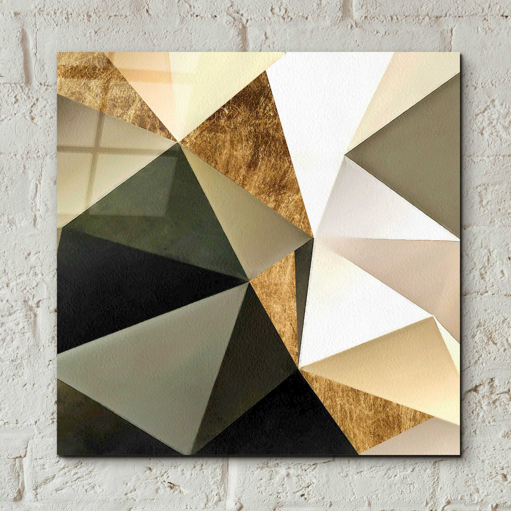 Epic Art 'Gold Polygon Wall I' by Alonzo Saunders, Acrylic Glass Wall Art,12x12