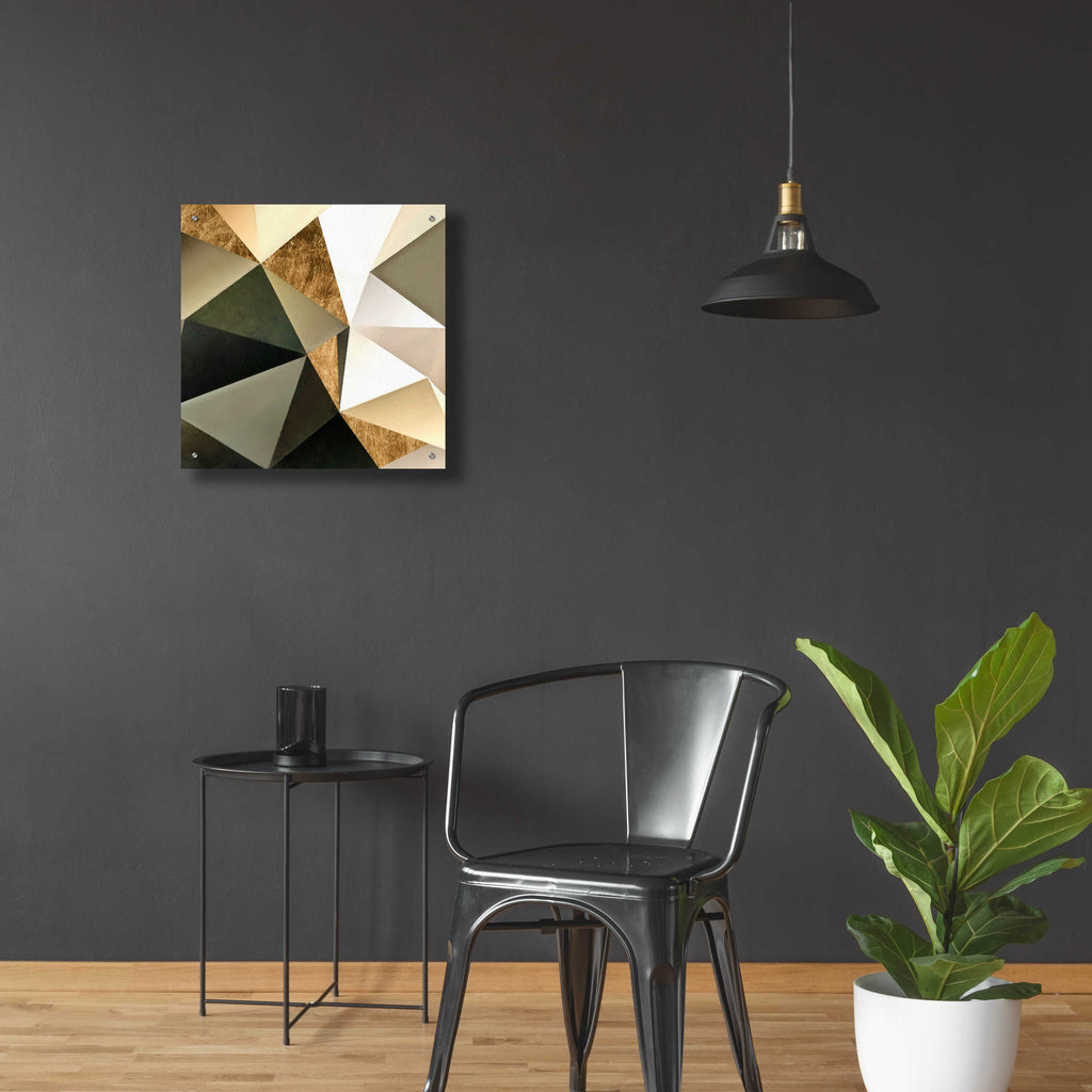 Epic Art 'Gold Polygon Wall I' by Alonzo Saunders, Acrylic Glass Wall Art,24x24