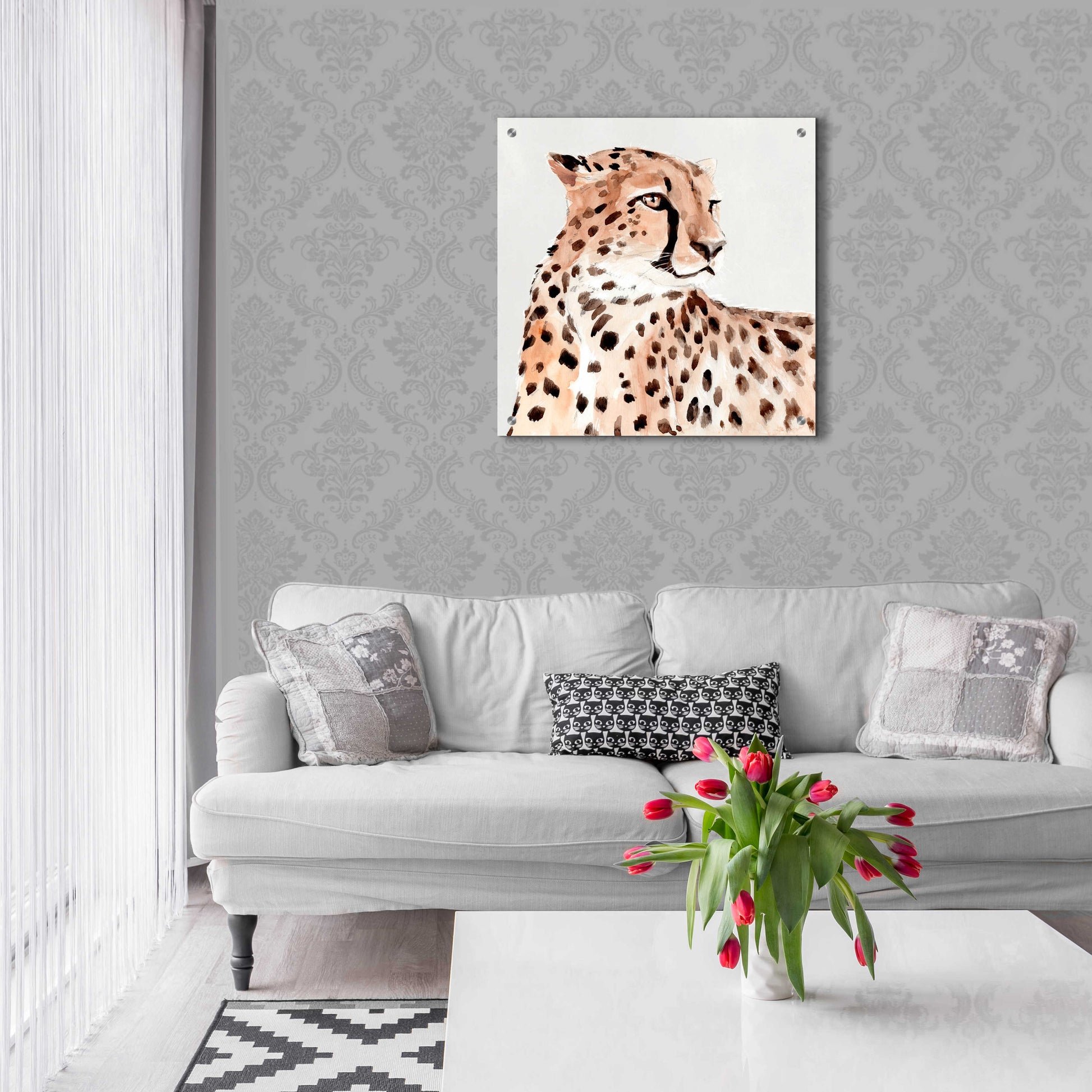 Epic Art 'Saharan Cheetah I' by Annie Warren, Acrylic Glass Wall Art,24x24