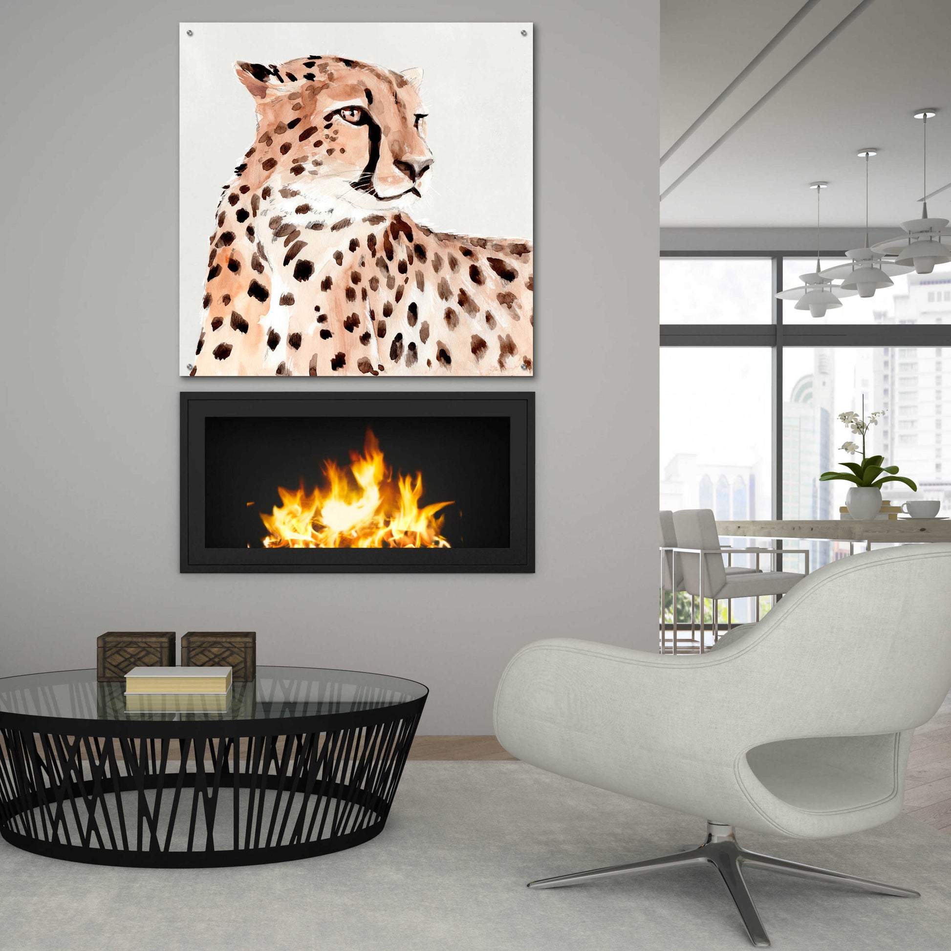 Epic Art 'Saharan Cheetah I' by Annie Warren, Acrylic Glass Wall Art,36x36