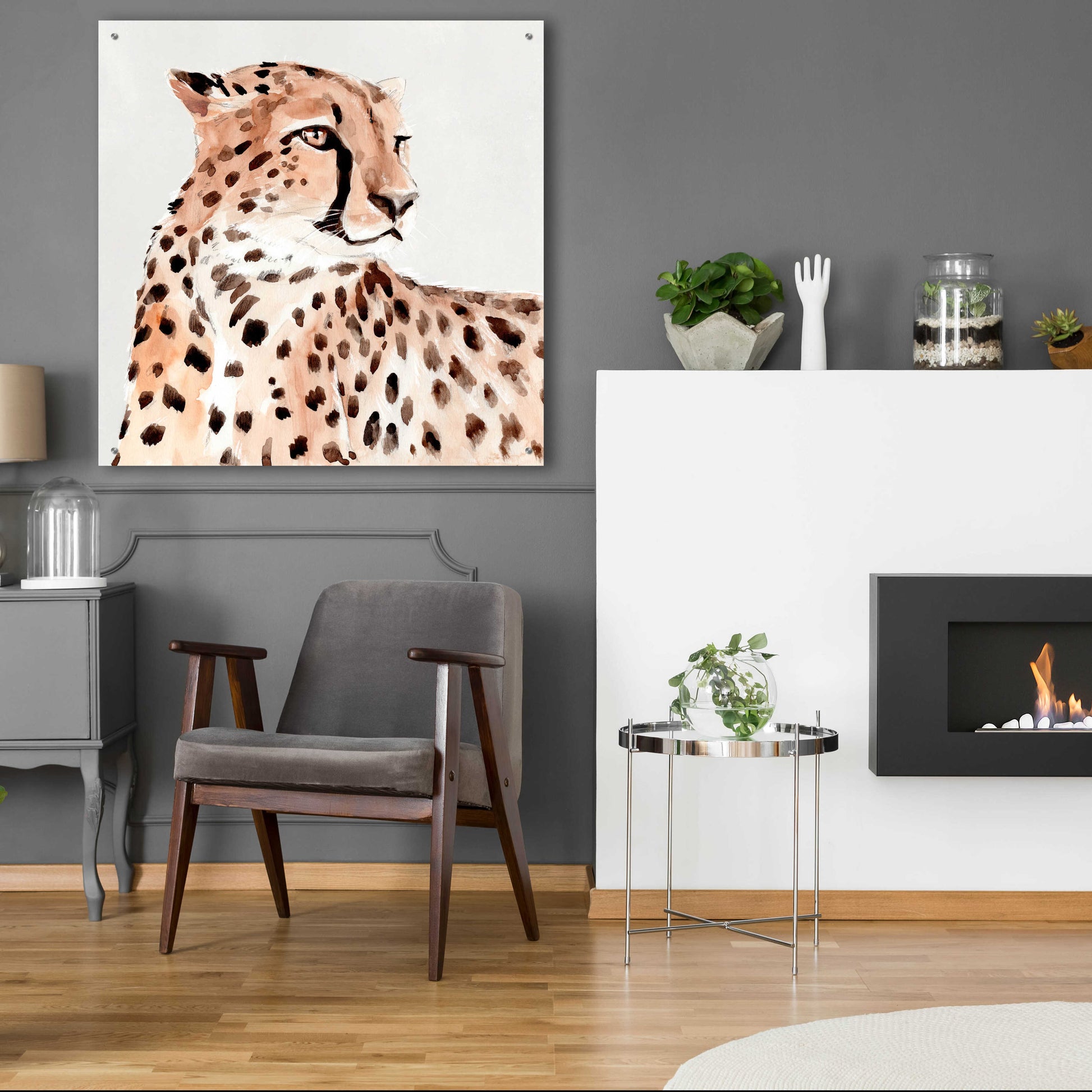 Epic Art 'Saharan Cheetah I' by Annie Warren, Acrylic Glass Wall Art,36x36