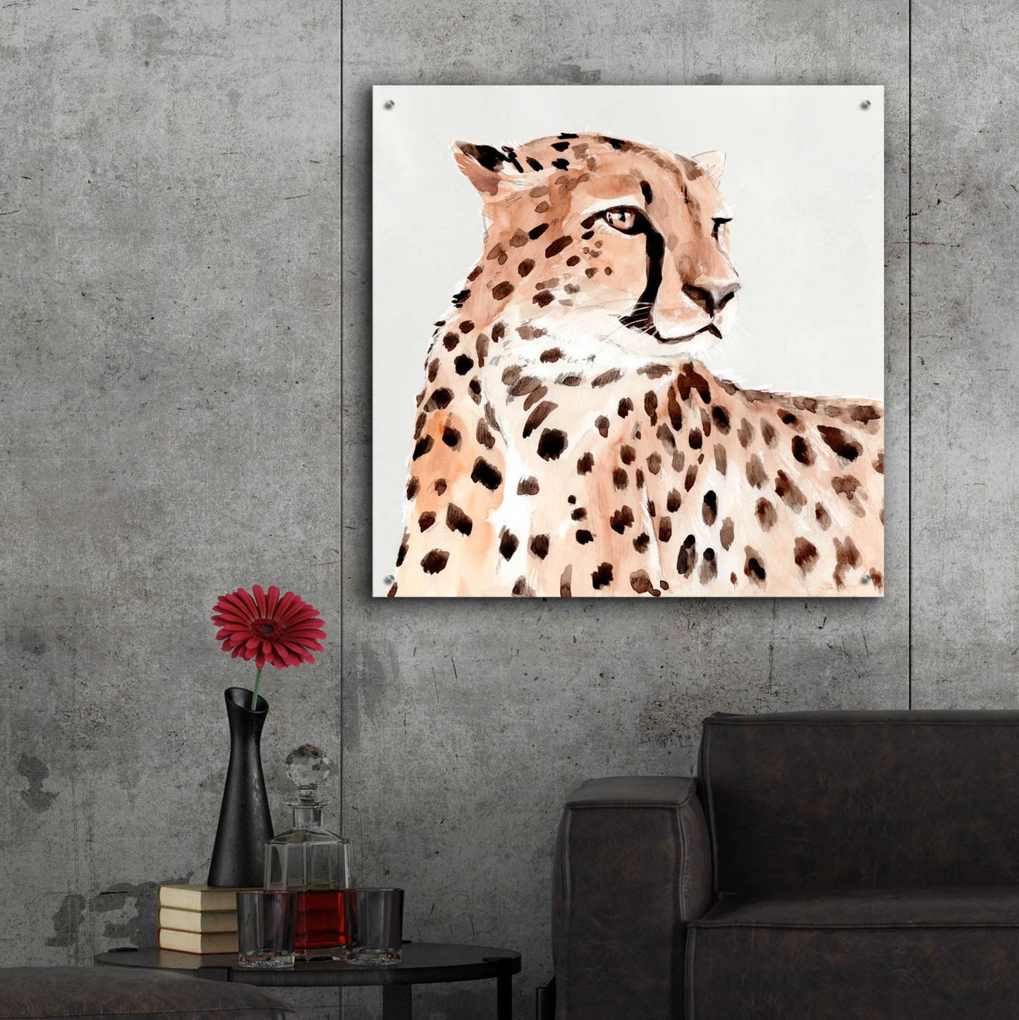 Epic Art 'Saharan Cheetah I' by Annie Warren, Acrylic Glass Wall Art,36x36