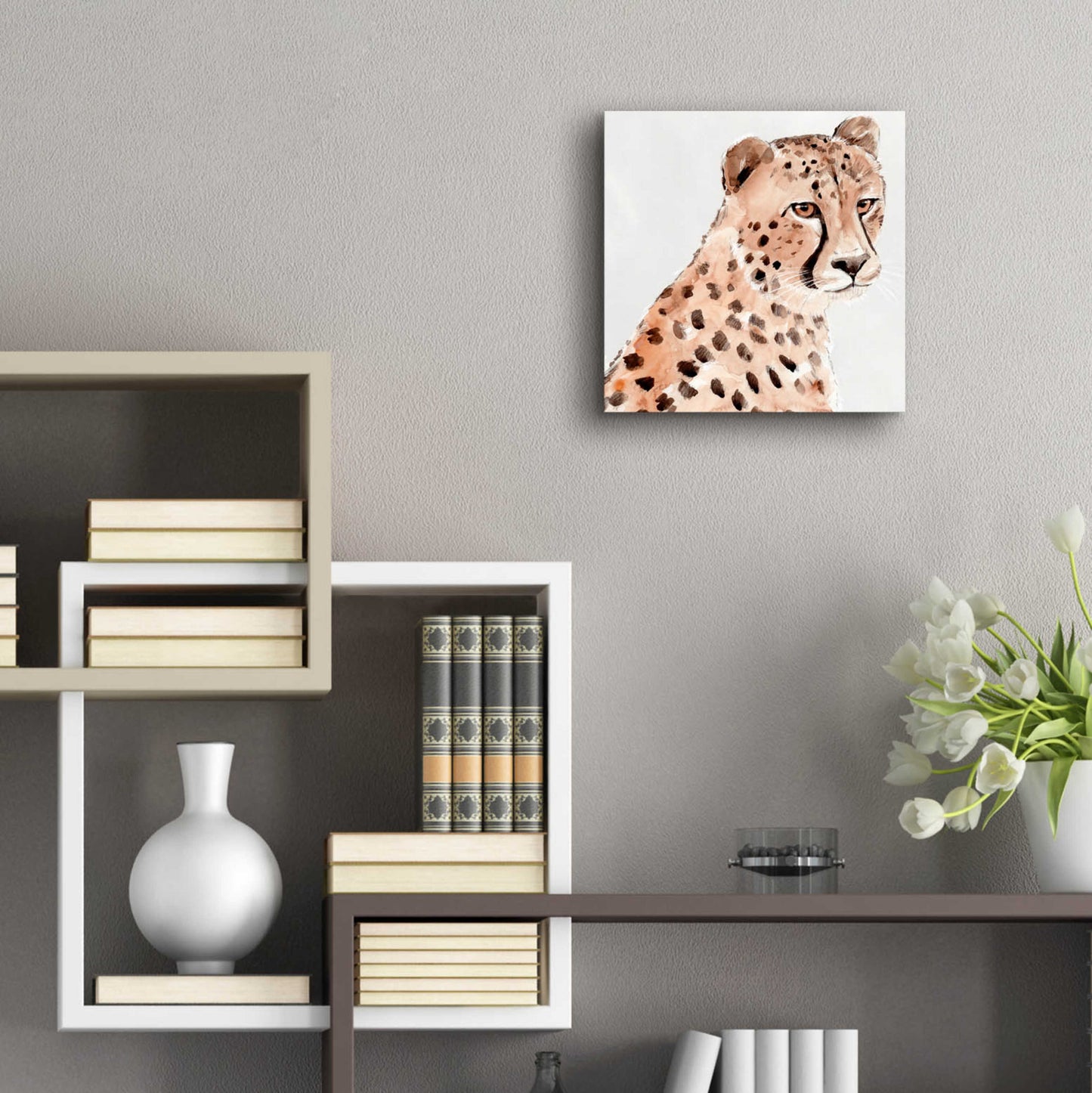 Epic Art 'Saharan Cheetah II' by Annie Warren, Acrylic Glass Wall Art,12x12