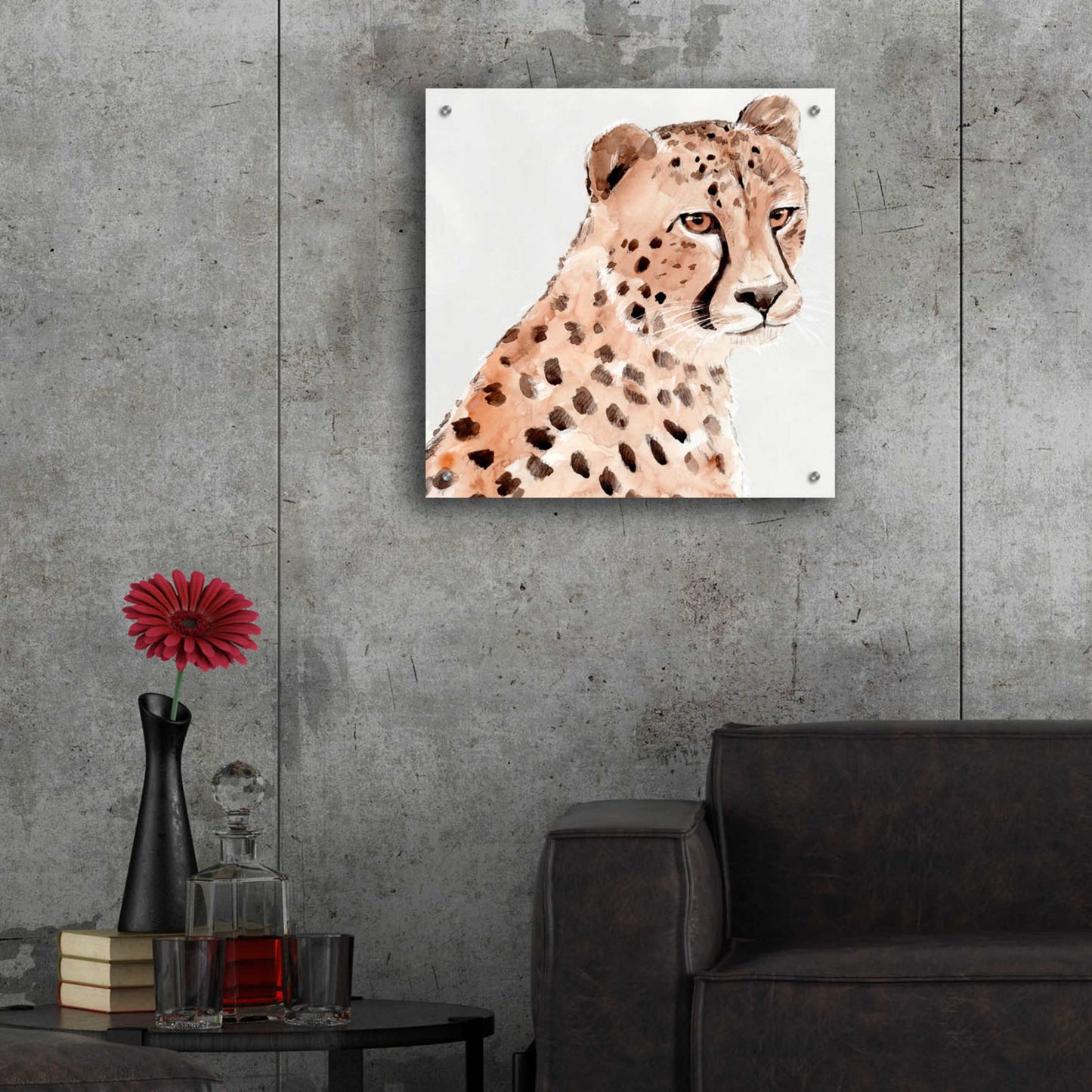 Epic Art 'Saharan Cheetah II' by Annie Warren, Acrylic Glass Wall Art,24x24