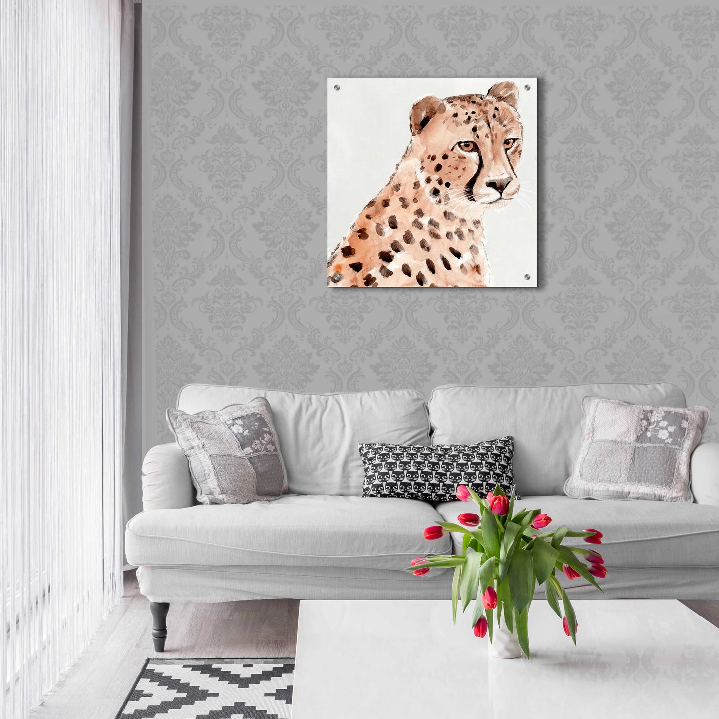 Epic Art 'Saharan Cheetah II' by Annie Warren, Acrylic Glass Wall Art,24x24