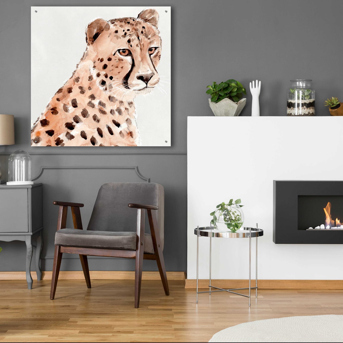 Epic Art 'Saharan Cheetah II' by Annie Warren, Acrylic Glass Wall Art,36x36