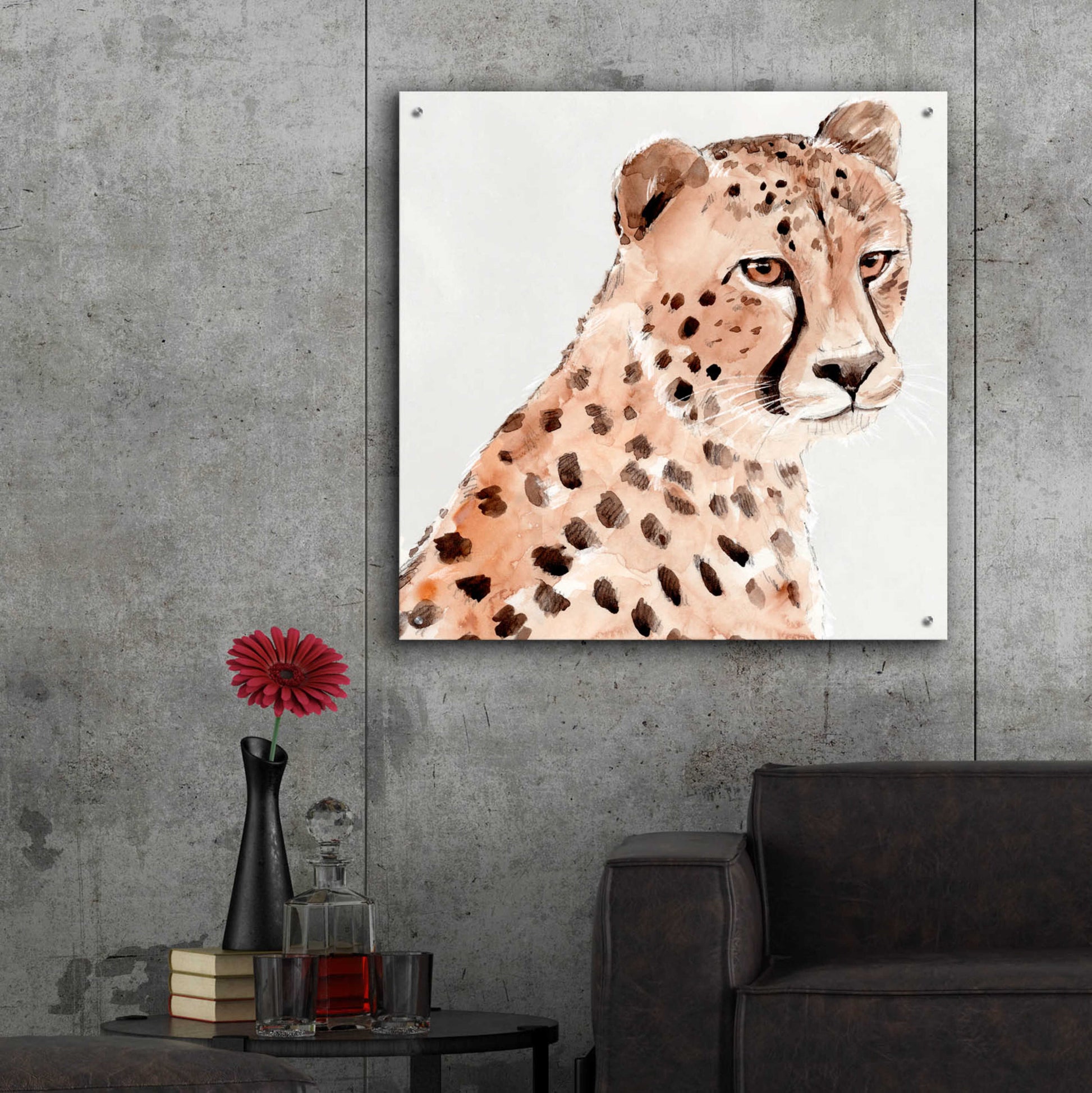 Epic Art 'Saharan Cheetah II' by Annie Warren, Acrylic Glass Wall Art,36x36