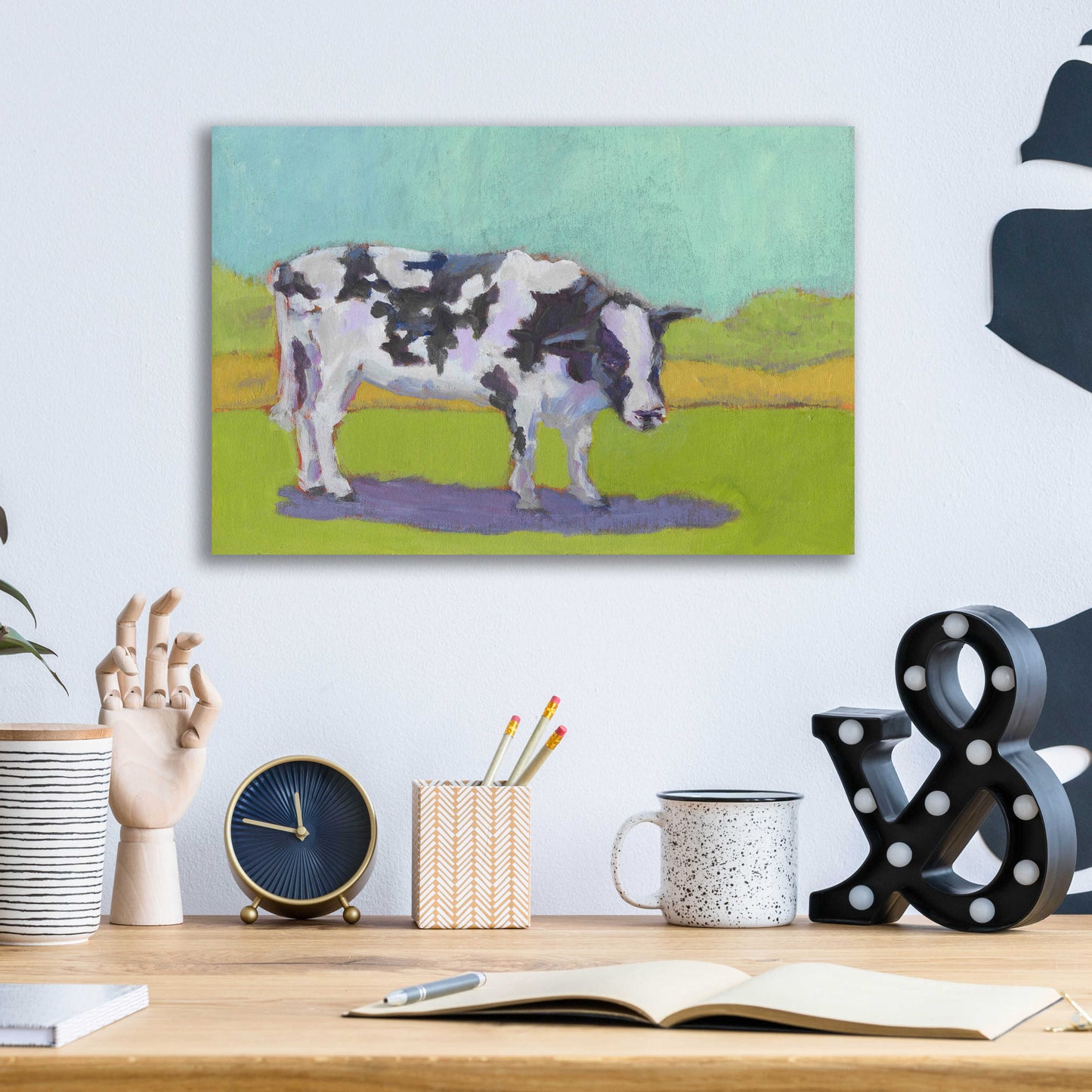 Epic Art 'Pasture Cow I' by Carol Young, Acrylic Glass Wall Art,16x12