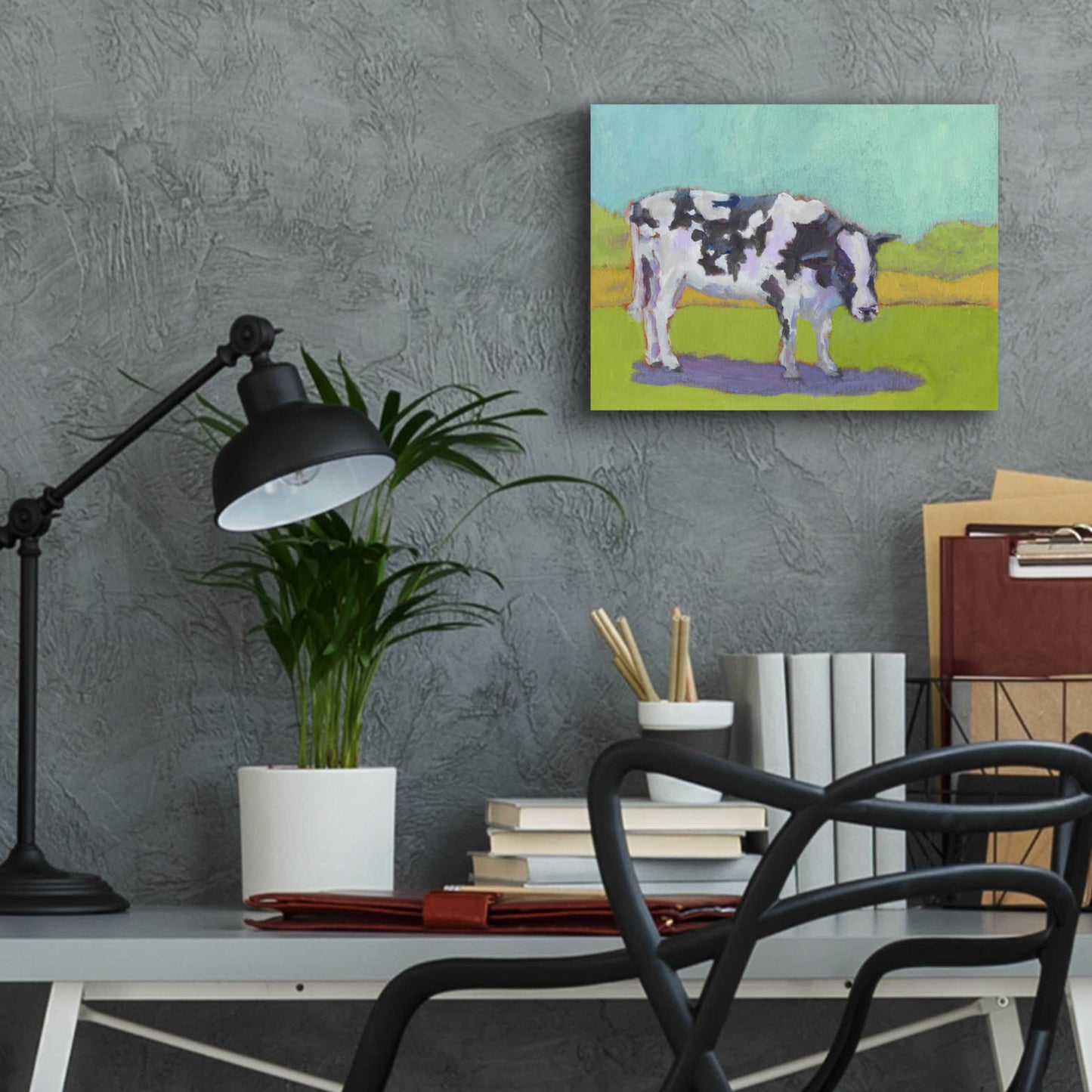 Epic Art 'Pasture Cow I' by Carol Young, Acrylic Glass Wall Art,16x12