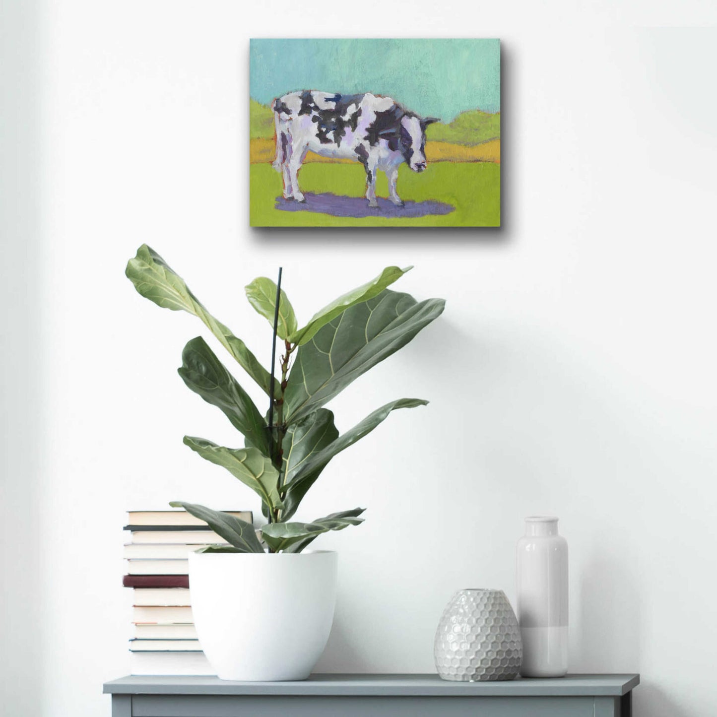 Epic Art 'Pasture Cow I' by Carol Young, Acrylic Glass Wall Art,16x12