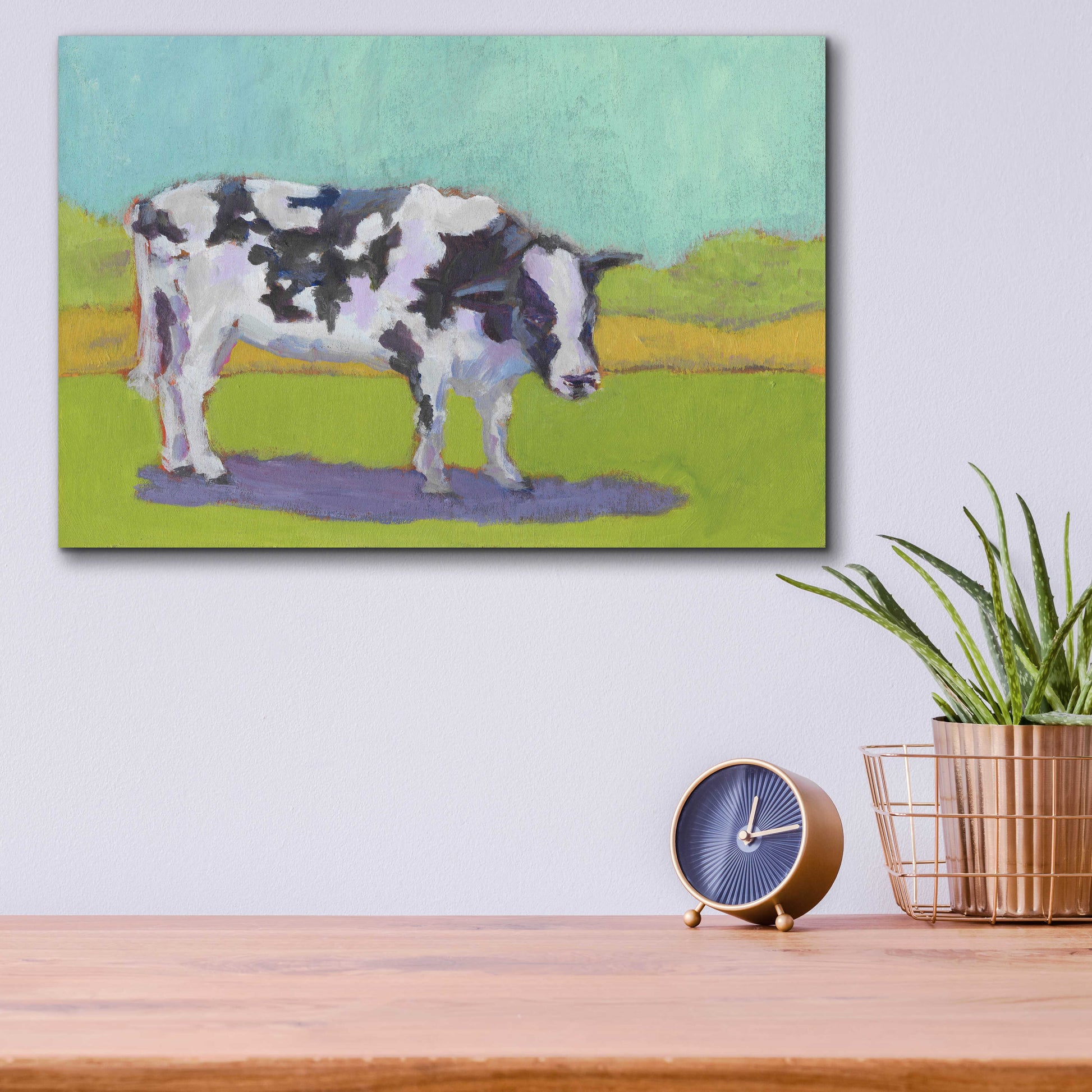 Epic Art 'Pasture Cow I' by Carol Young, Acrylic Glass Wall Art,16x12