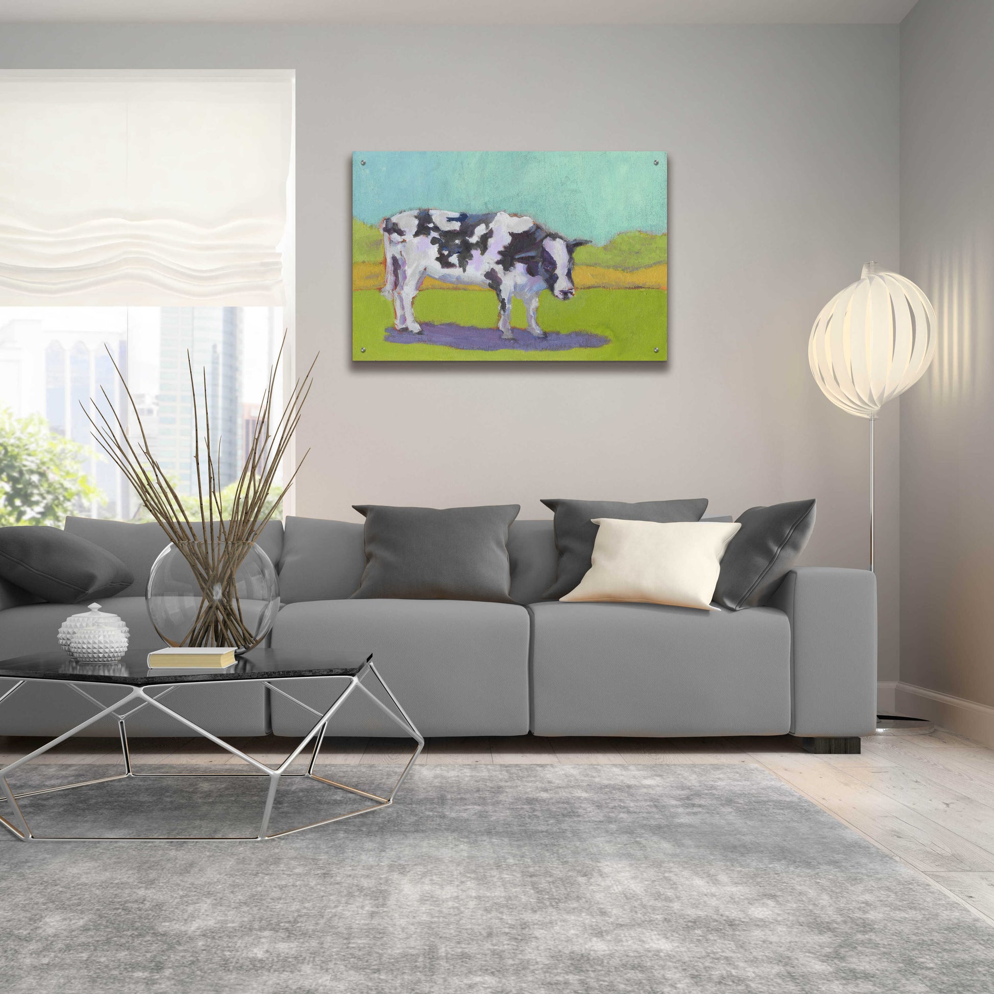 Epic Art 'Pasture Cow I' by Carol Young, Acrylic Glass Wall Art,36x24