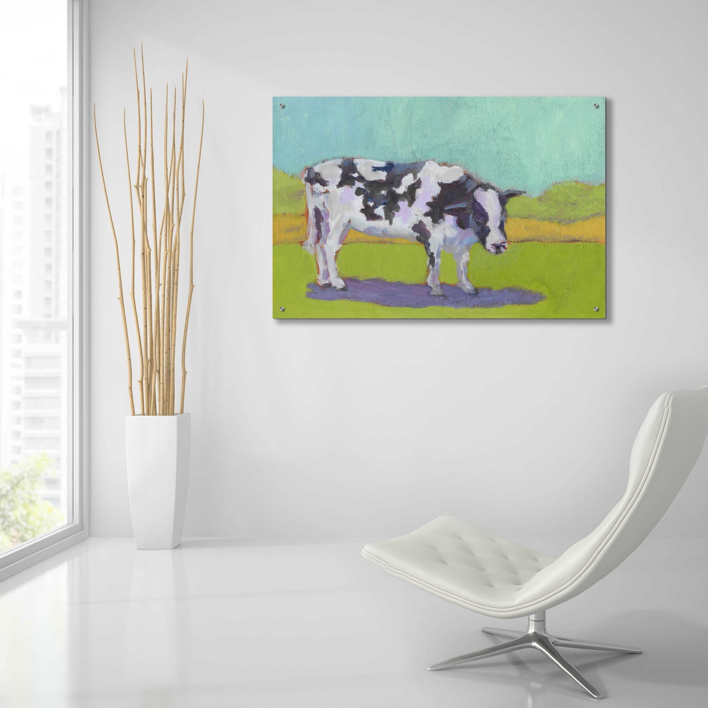 Epic Art 'Pasture Cow I' by Carol Young, Acrylic Glass Wall Art,36x24