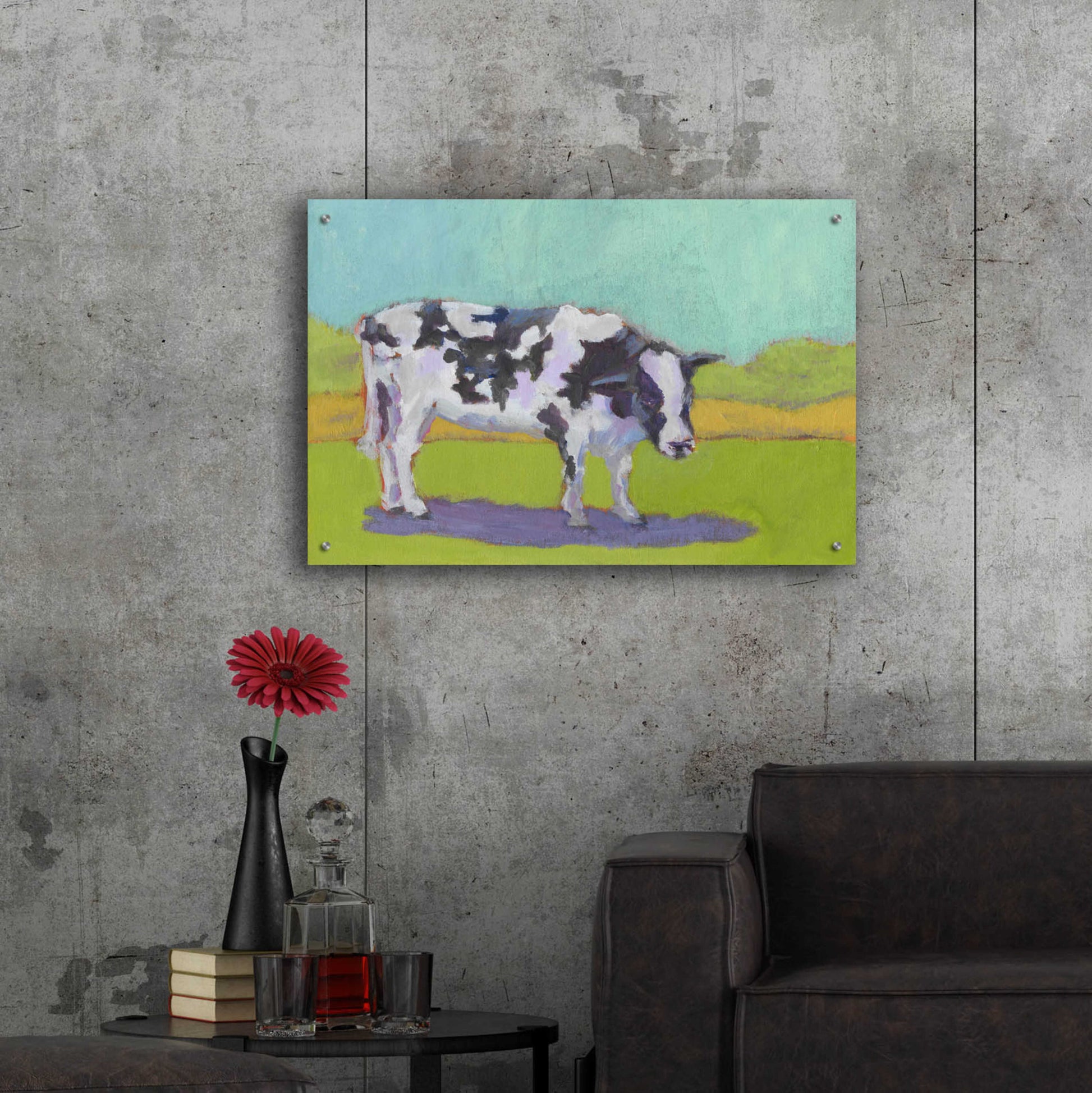 Epic Art 'Pasture Cow I' by Carol Young, Acrylic Glass Wall Art,36x24