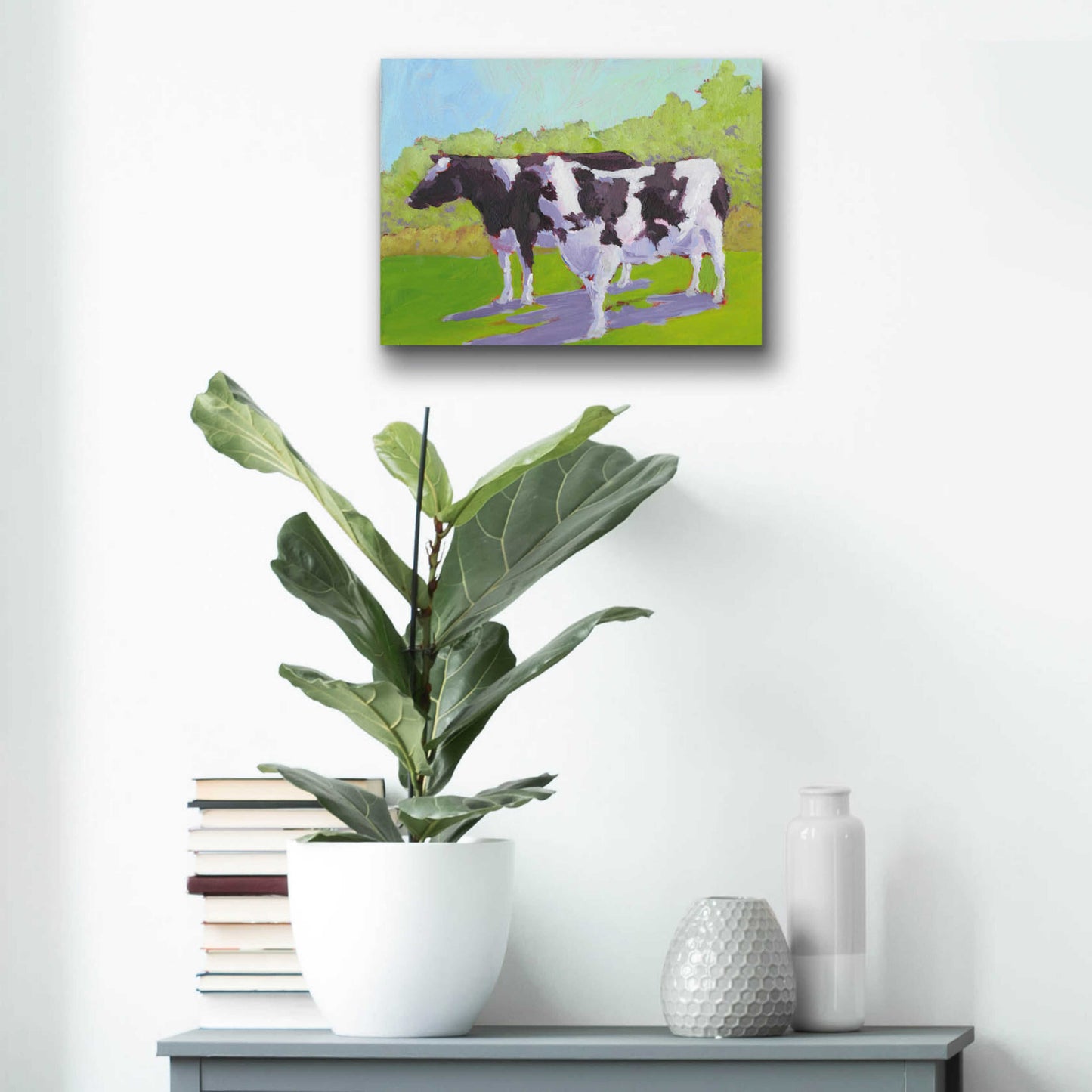 Epic Art 'Pasture Cows II' by Carol Young, Acrylic Glass Wall Art,16x12