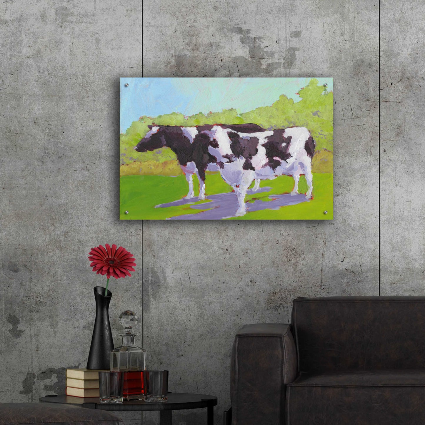 Epic Art 'Pasture Cows II' by Carol Young, Acrylic Glass Wall Art,36x24