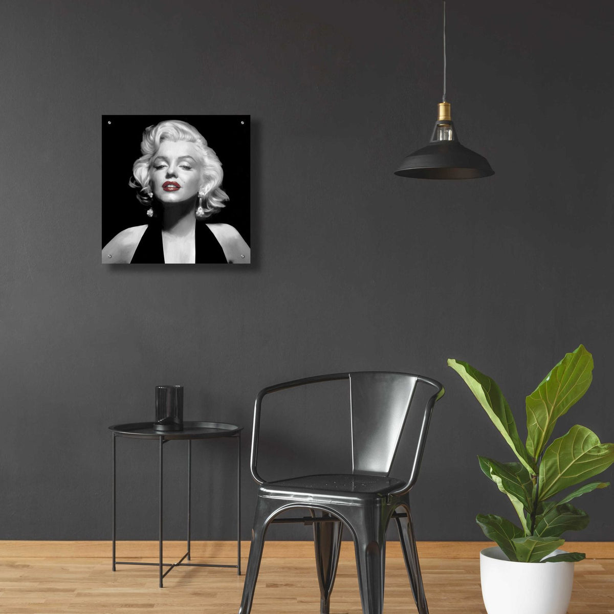 Halter Top Marilyn Red Lips by Chris Consani - 24x24 acrylic wall art in a room