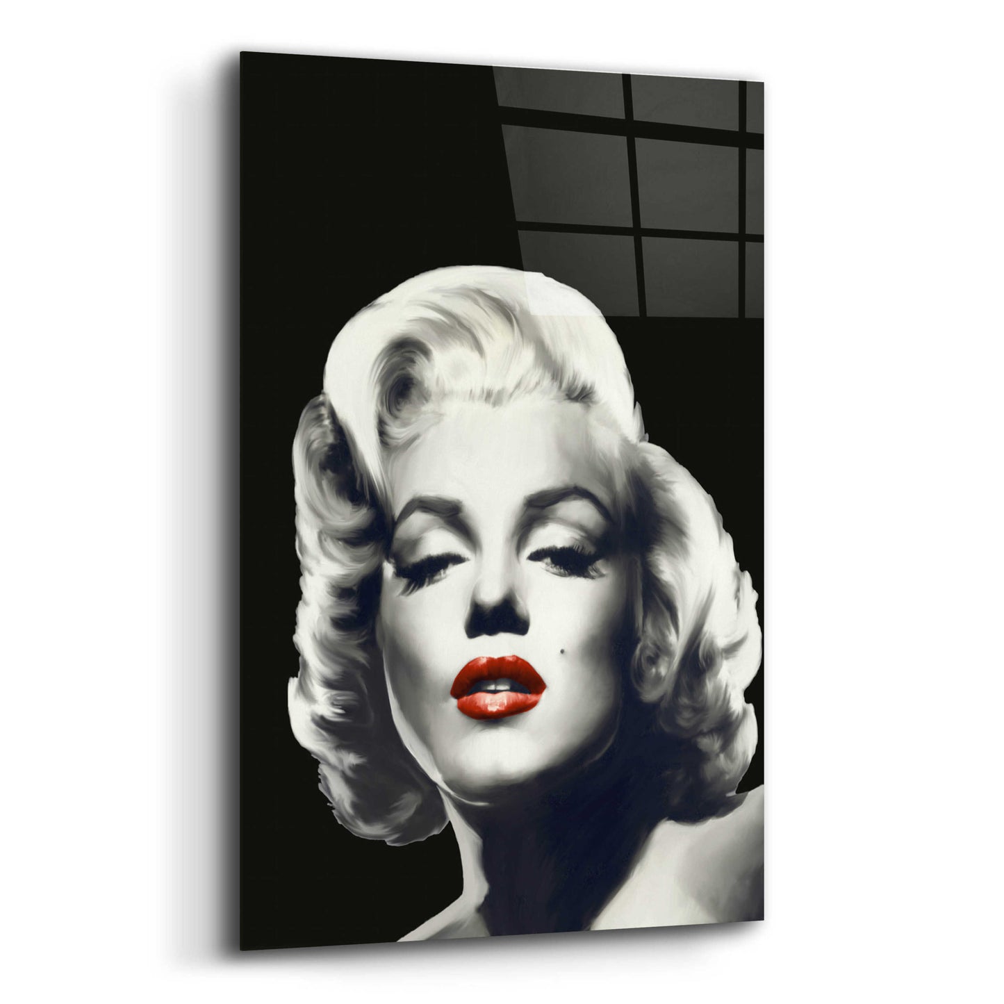 Epic Art 'Red Lips Marilyn In Black' by Chris Consani, Acrylic Glass Wall Art,12x16