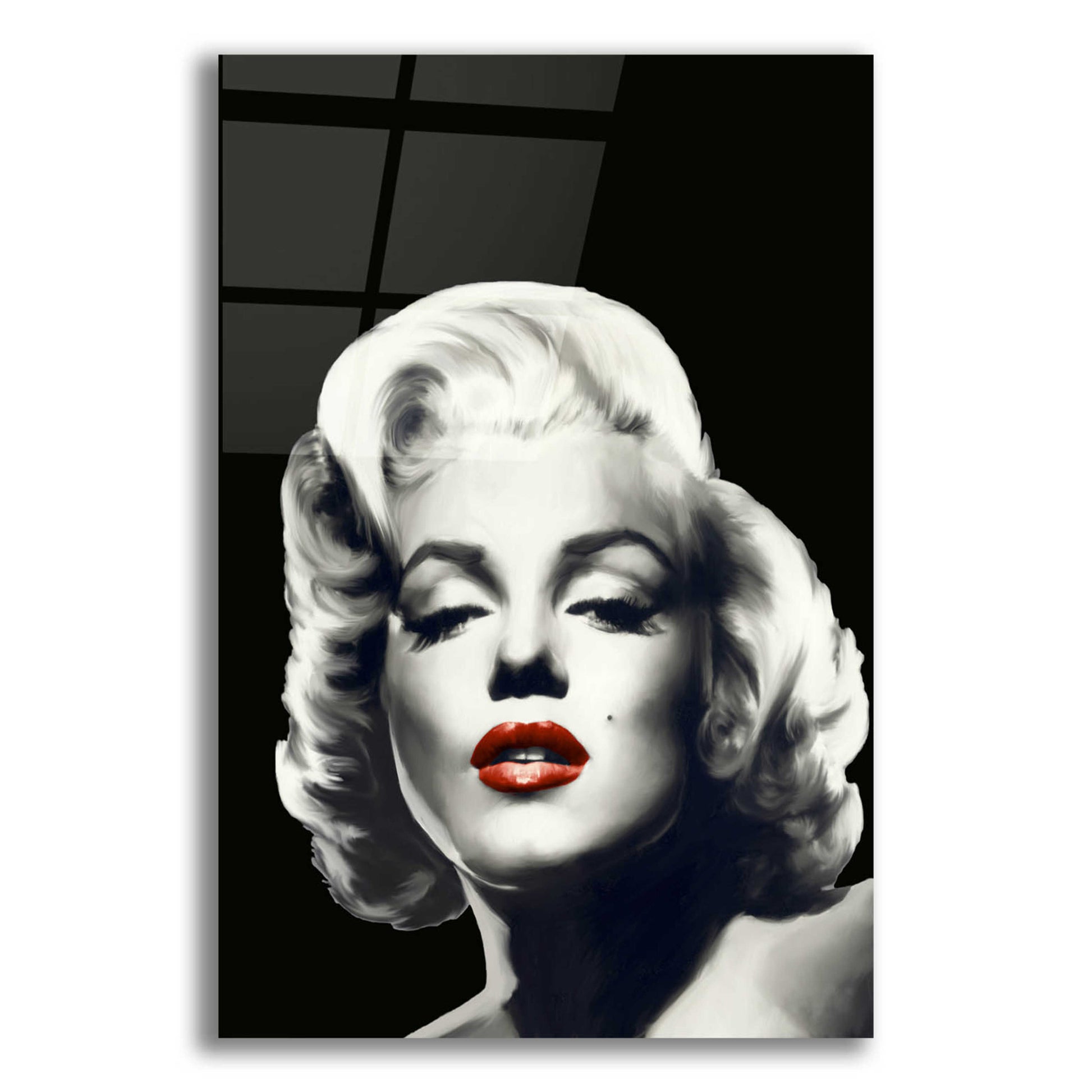 Epic Art 'Red Lips Marilyn In Black' by Chris Consani, Acrylic Glass Wall Art,12x16