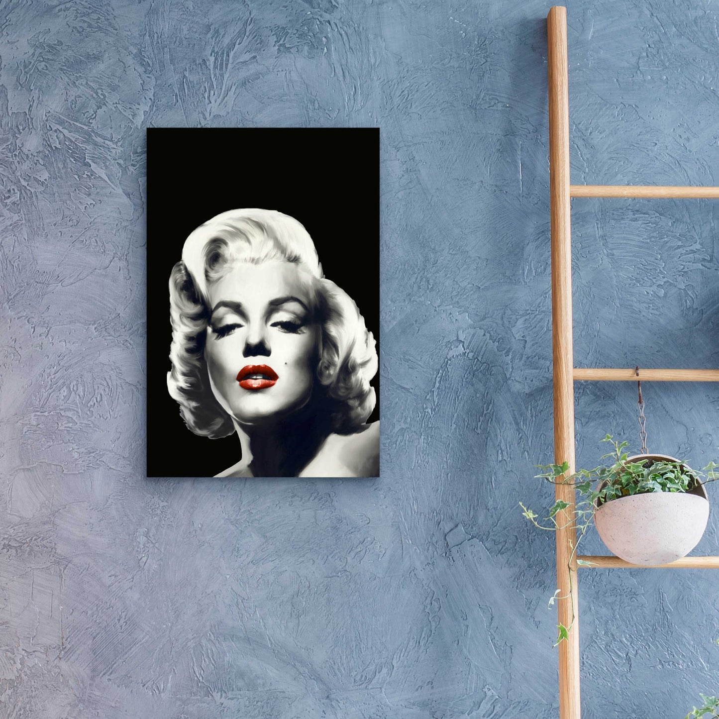 Epic Art 'Red Lips Marilyn In Black' by Chris Consani, Acrylic Glass Wall Art,16x24