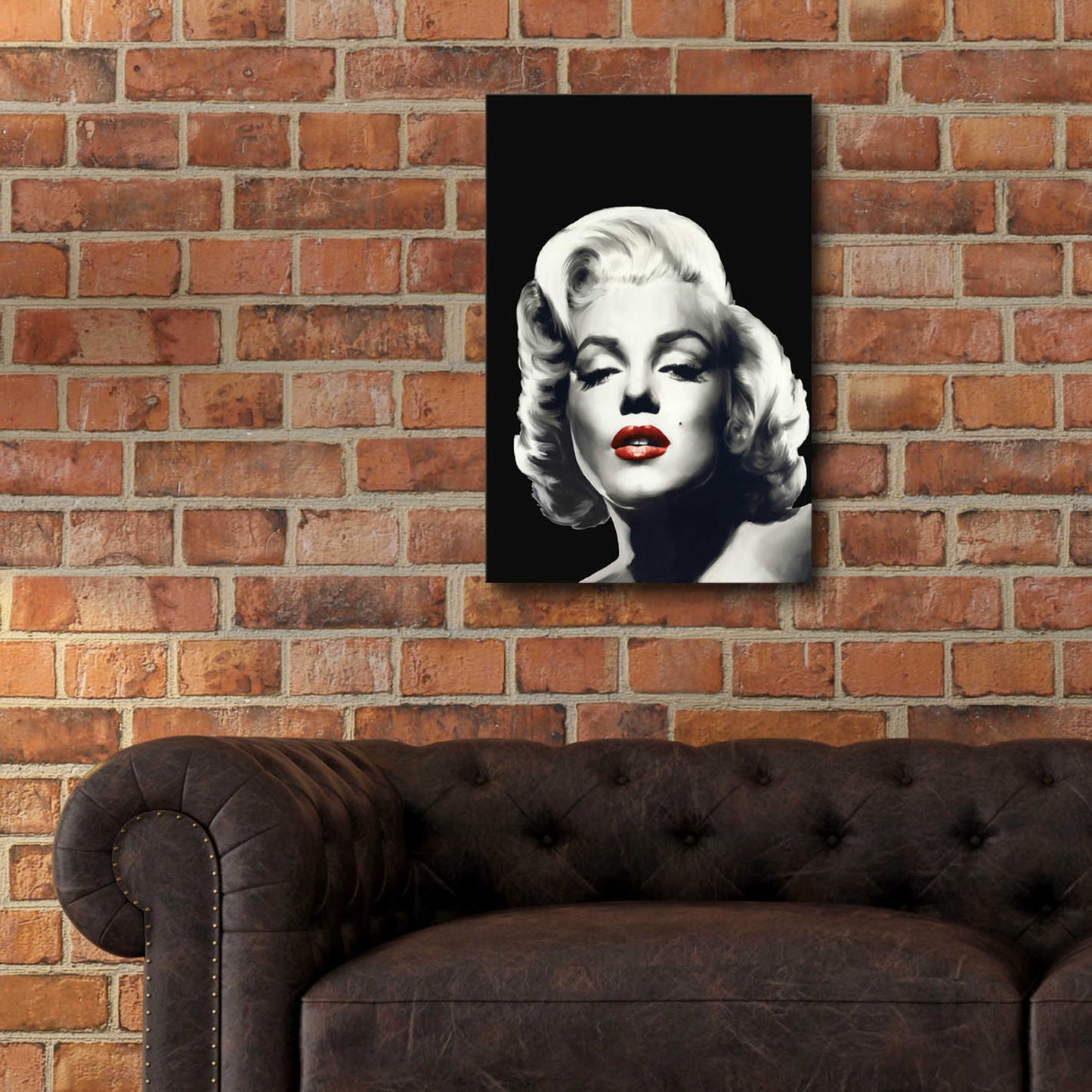 Epic Art 'Red Lips Marilyn In Black' by Chris Consani, Acrylic Glass Wall Art,16x24