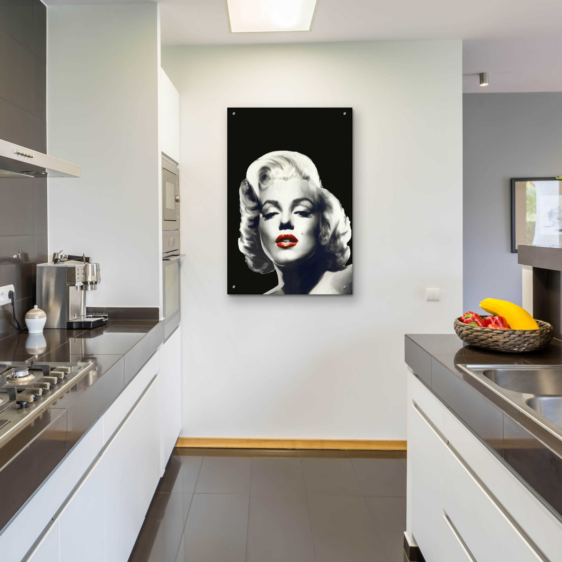 Epic Art 'Red Lips Marilyn In Black' by Chris Consani, Acrylic Glass Wall Art,24x36