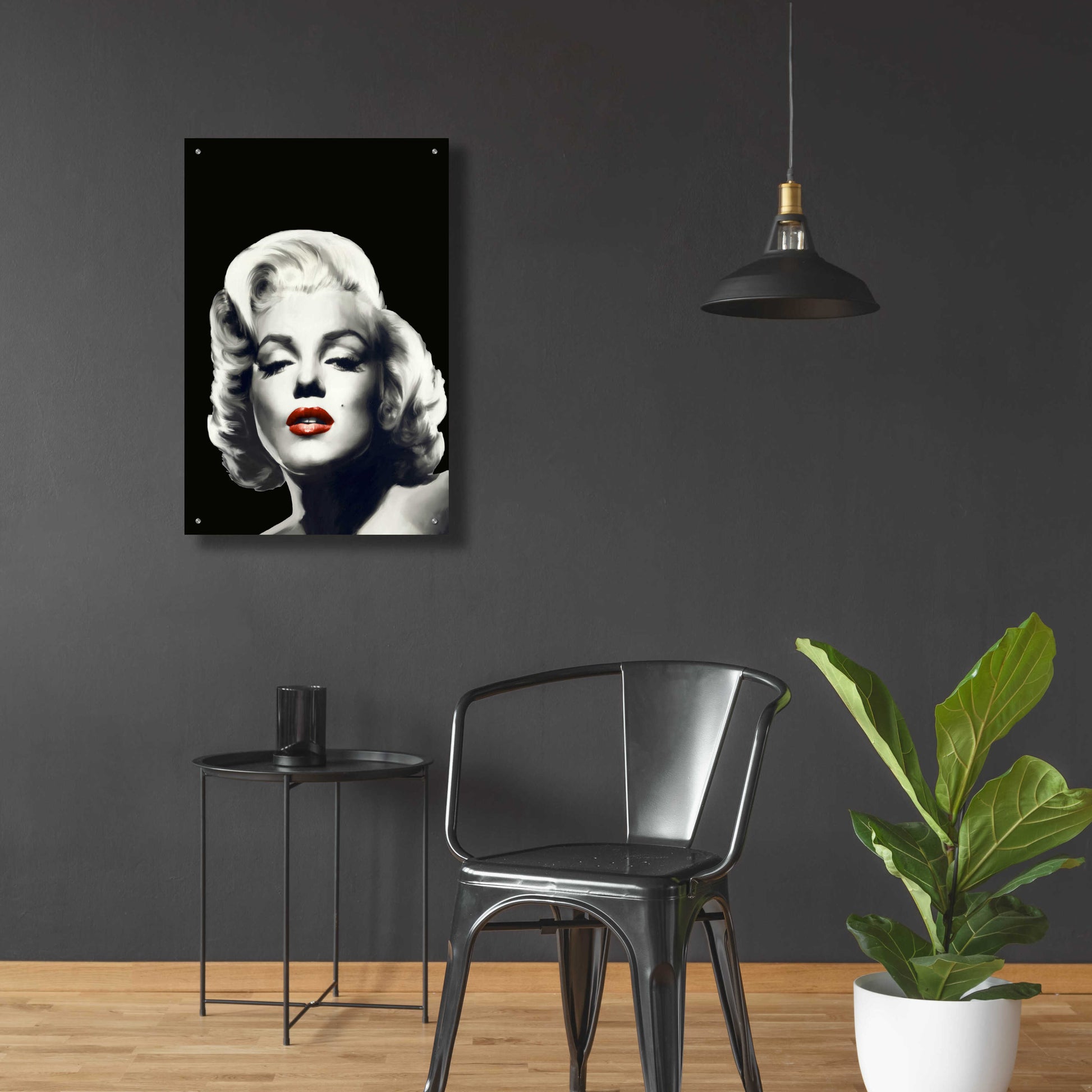 Epic Art 'Red Lips Marilyn In Black' by Chris Consani, Acrylic Glass Wall Art,24x36