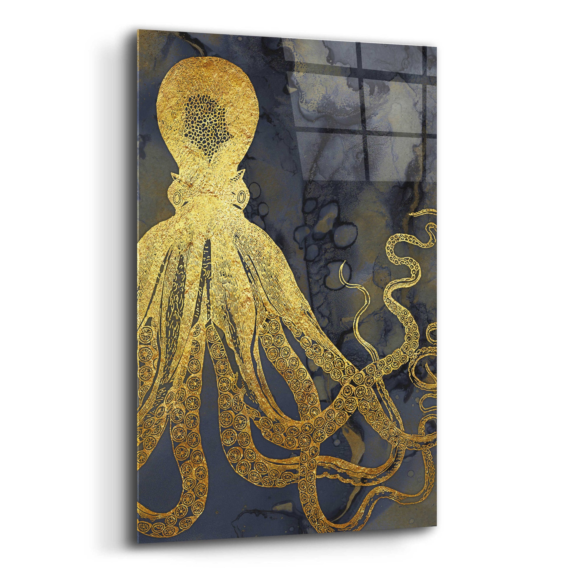 Epic Art 'Octopus Ink Gold & Blue I' by Christine Zalewski, Acrylic Glass Wall Art,12x16