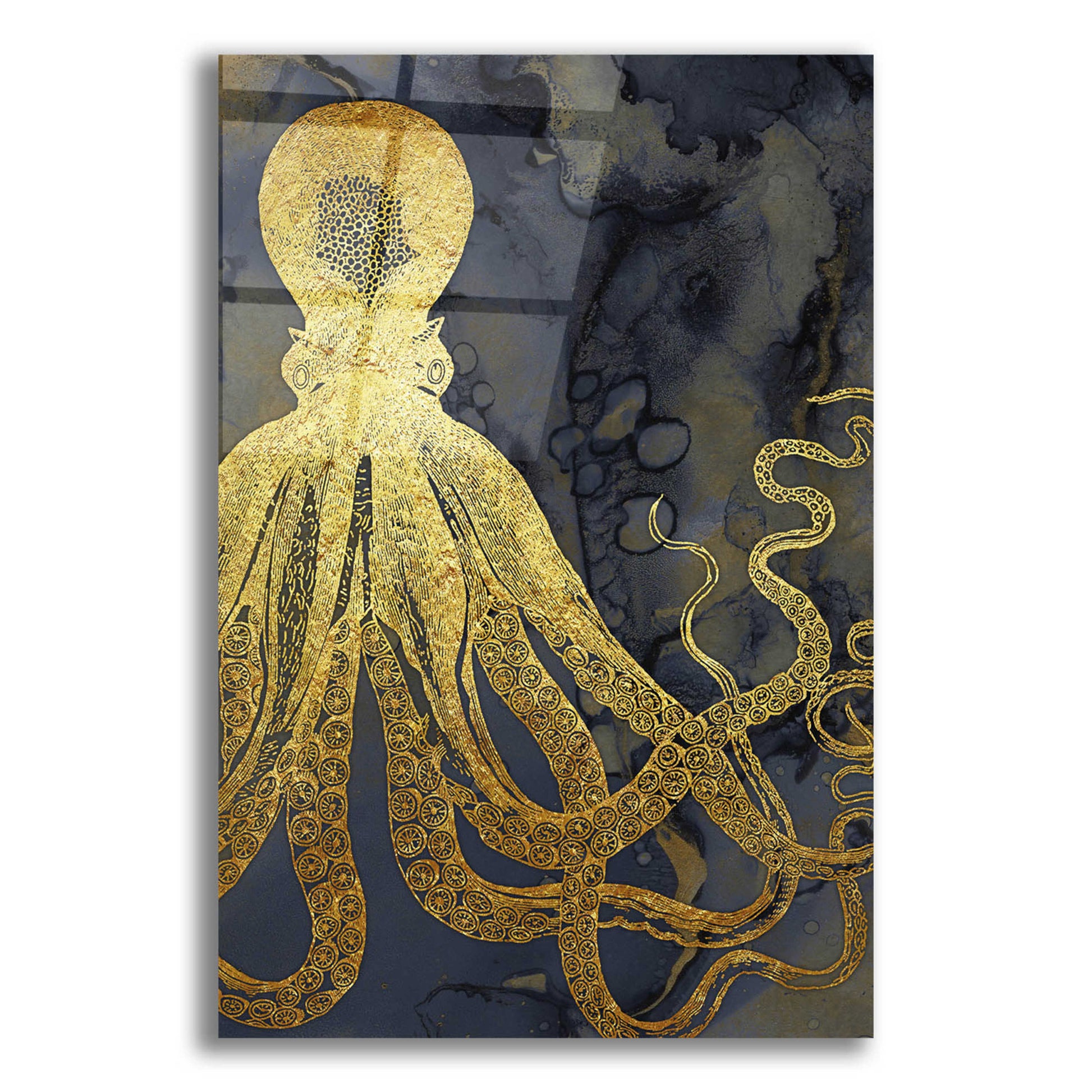 Epic Art 'Octopus Ink Gold & Blue I' by Christine Zalewski, Acrylic Glass Wall Art,12x16