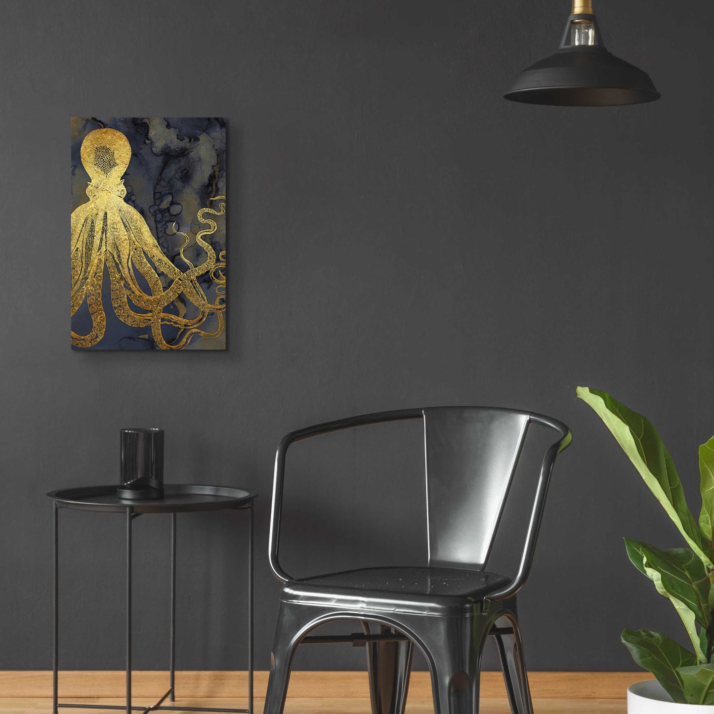 Epic Art 'Octopus Ink Gold & Blue I' by Christine Zalewski, Acrylic Glass Wall Art,16x24