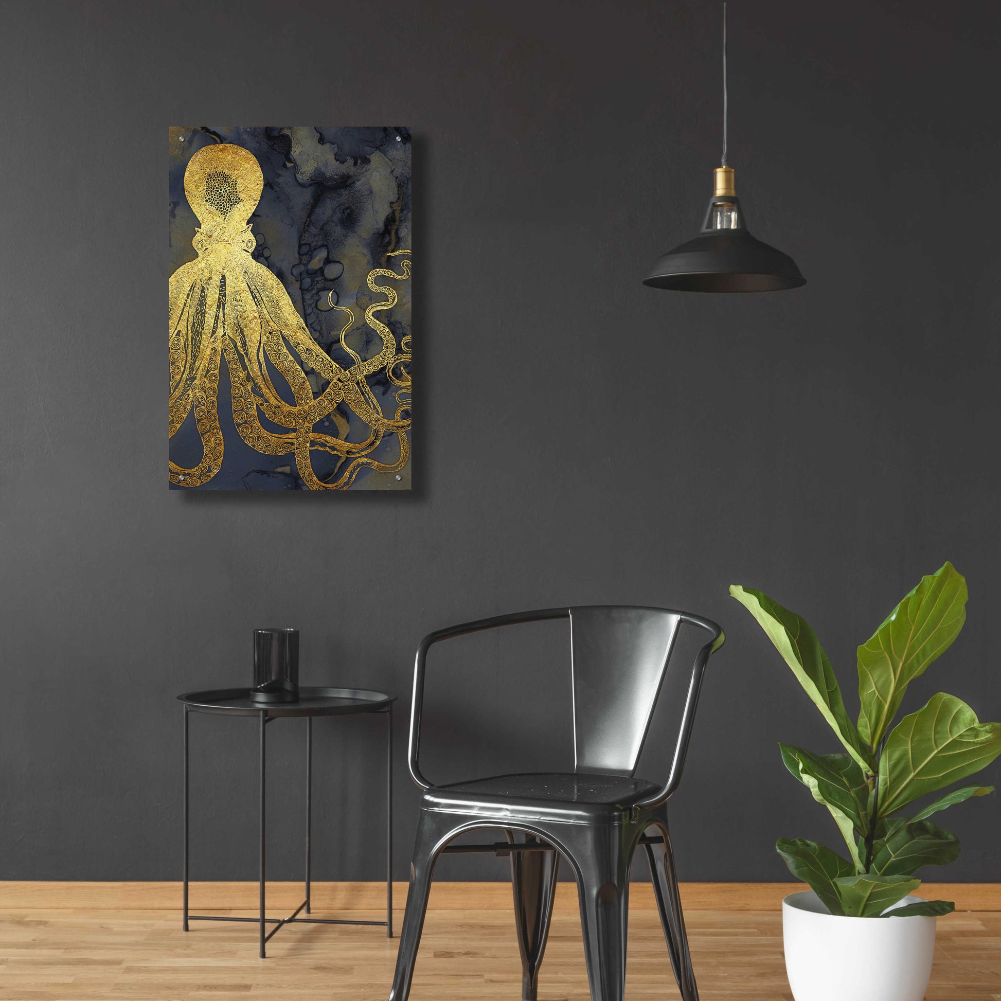 Epic Art 'Octopus Ink Gold & Blue I' by Christine Zalewski, Acrylic Glass Wall Art,24x36