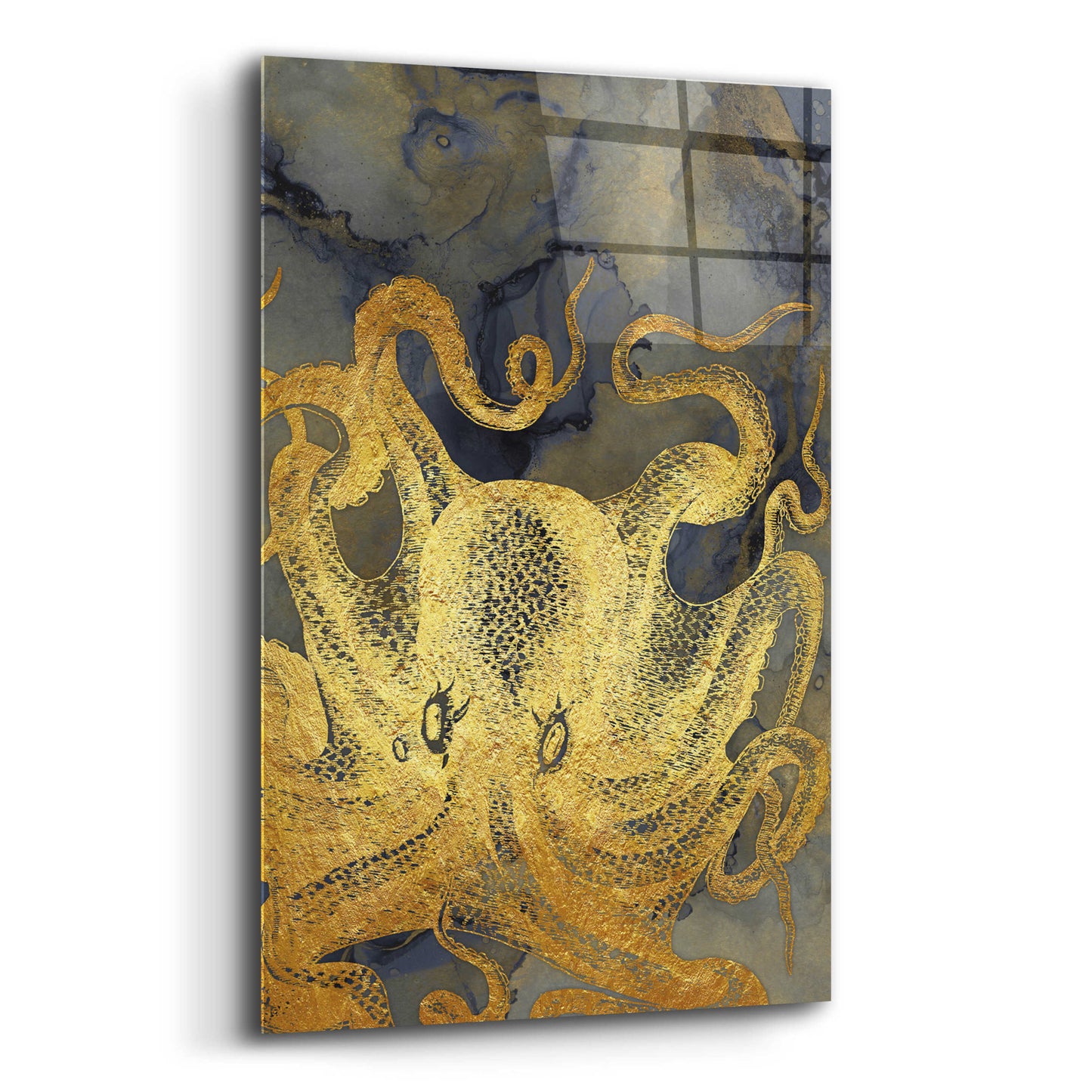 Epic Art 'Octopus Ink Gold & Blue II' by Christine Zalewski, Acrylic Glass Wall Art,12x16