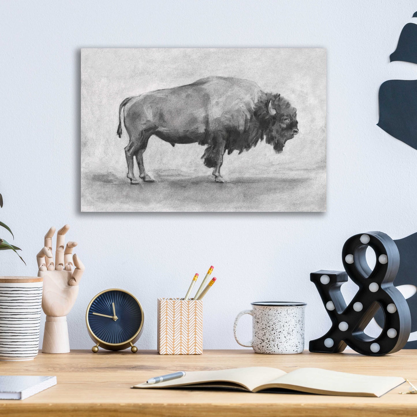 Epic Art 'Wild Bison Study I' by Emma Scarvey, Acrylic Glass Wall Art,16x12